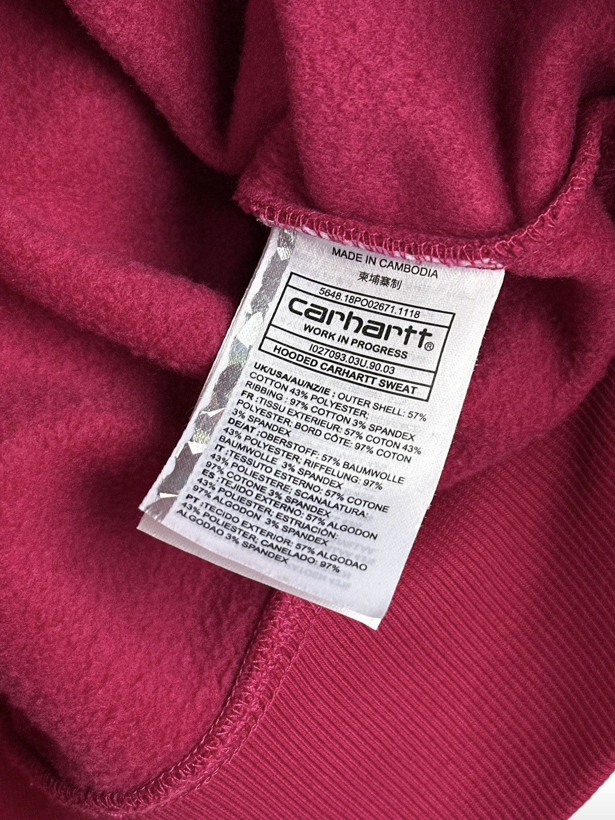 Carhartt Wip Carhartt WIP Embroidered Logo Pink Hoodie Short Sleeve Size US L / EU 52-54 / 3 - 7 Thumbnail