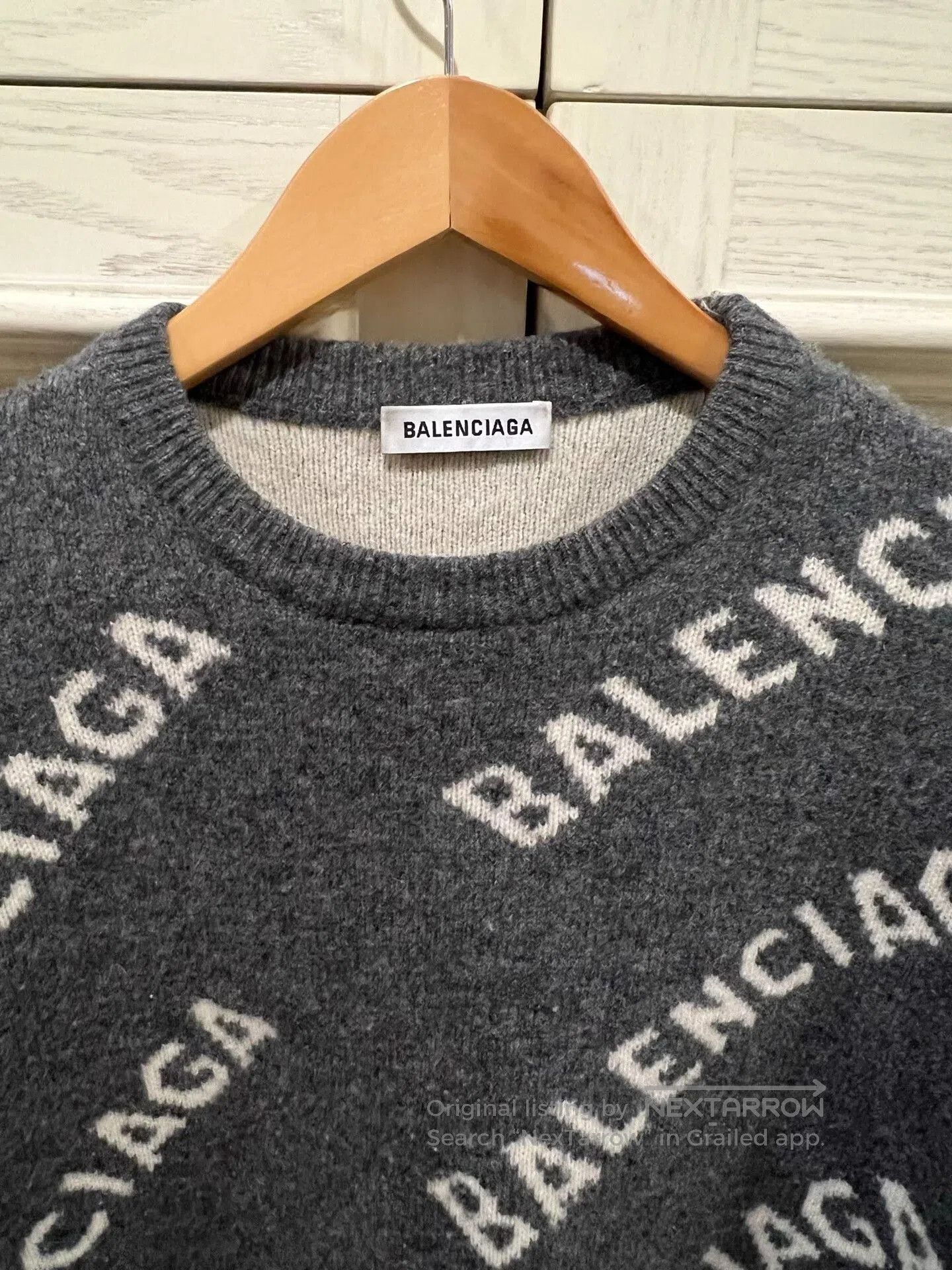 Balenciaga balenciaga gray white logo knit sweater. Size US S / EU 44-46 / 1 - 2 Thumbnail