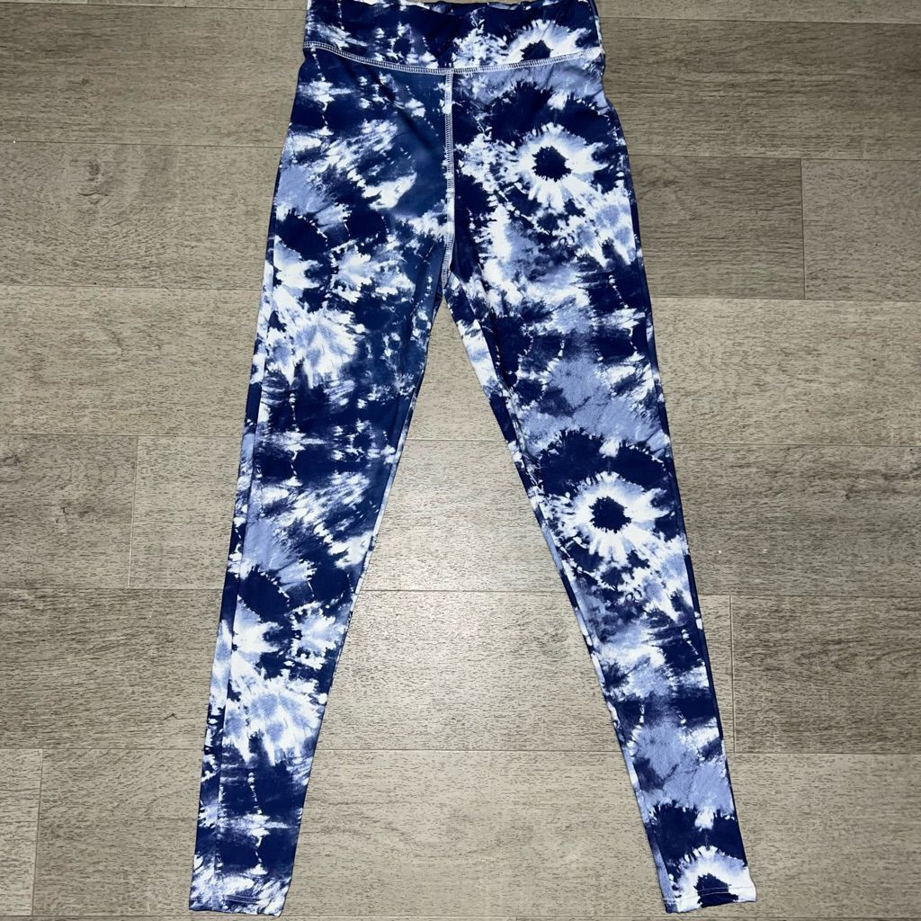 Preach Peach Love California, Blue & White Tie Dyed Boho Hippy Legg Size 27" / US 4 / IT 40 - 1 Thumbnail