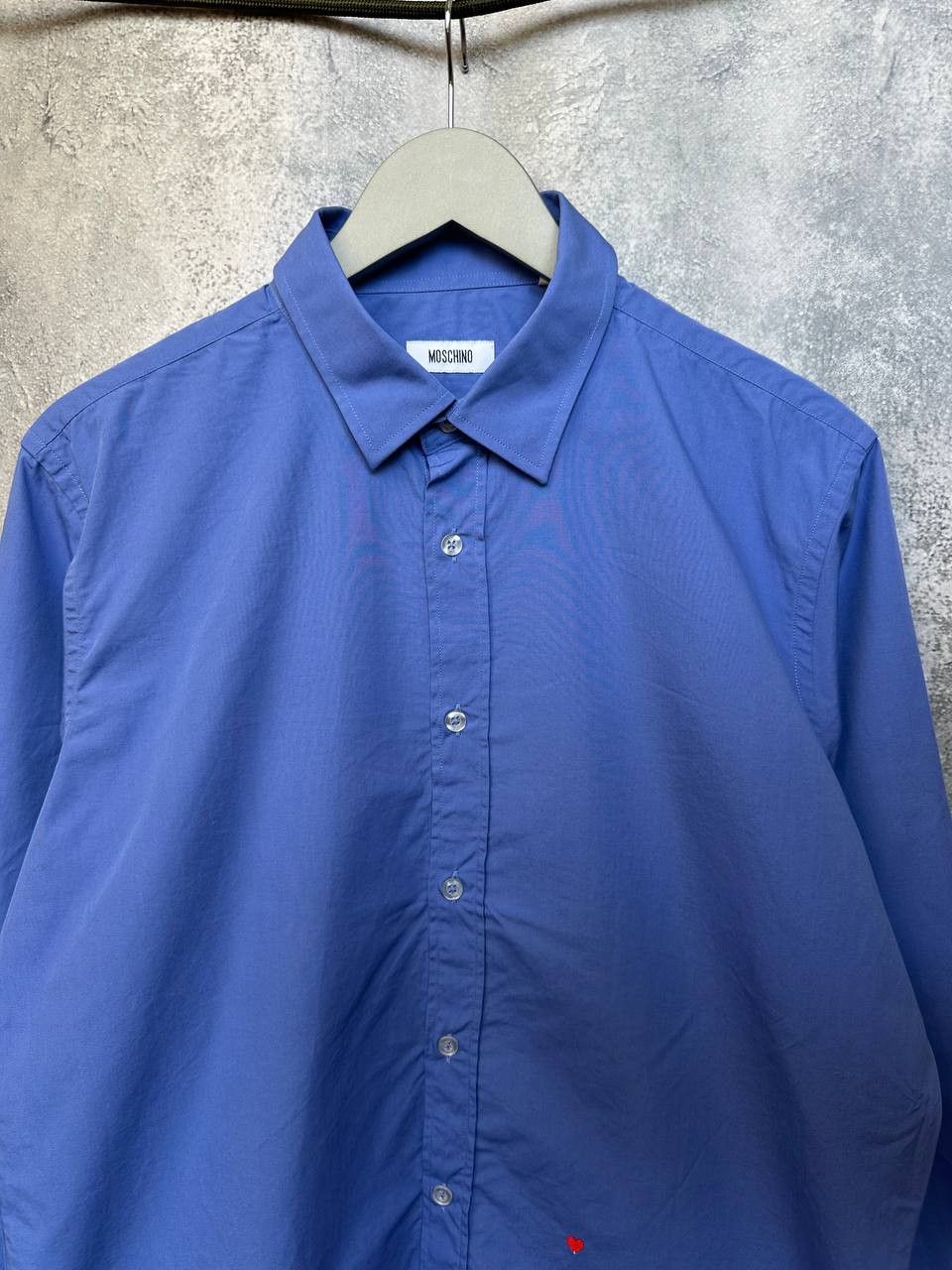 Moschino Moschino Blue Cotton Long-Sleeve Shirt Red Heart Embroidery Size US L / EU 52-54 / 3 - 5 Thumbnail