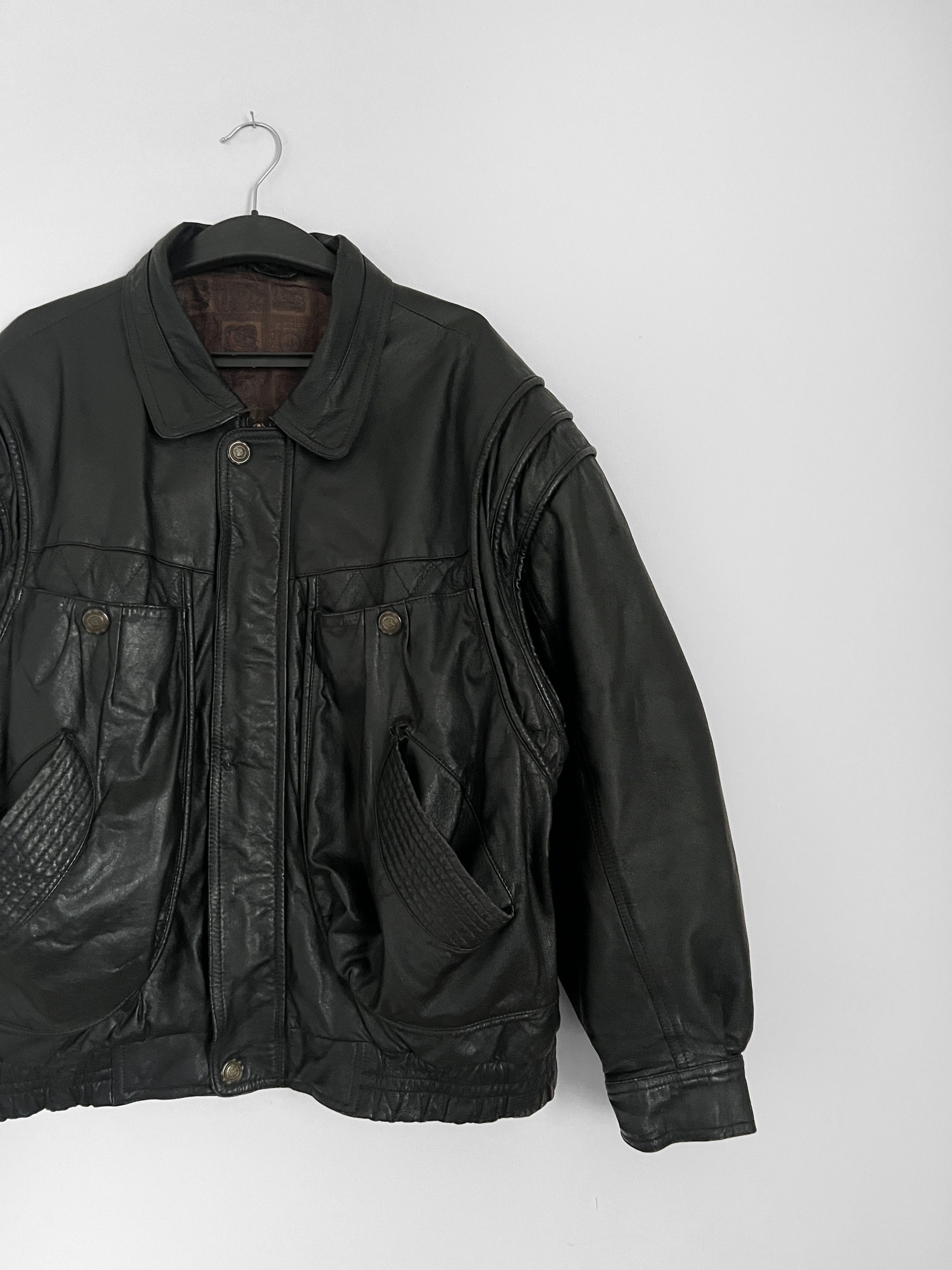 Vintage Vintage genius leather jacket aviator echt leder Size US L / EU 52-54 / 3 - 3 Thumbnail