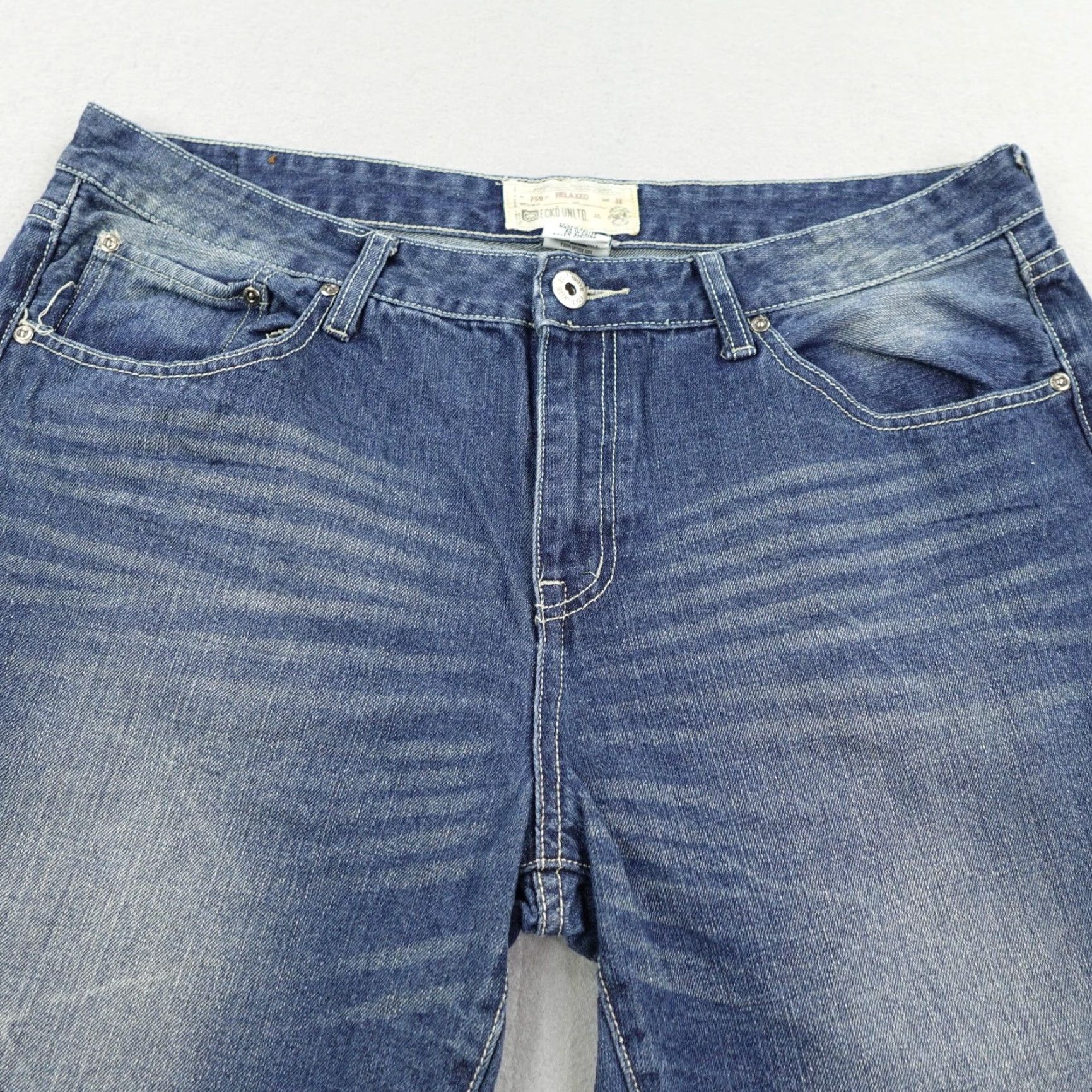 Ecko Unltd. Ecko Unltd Shorts Mens 38 Blue Denim Jean Jorts Faded Baggy Relaxed Fit Y2K Size US 38 / EU 54 - 2 Thumbnail