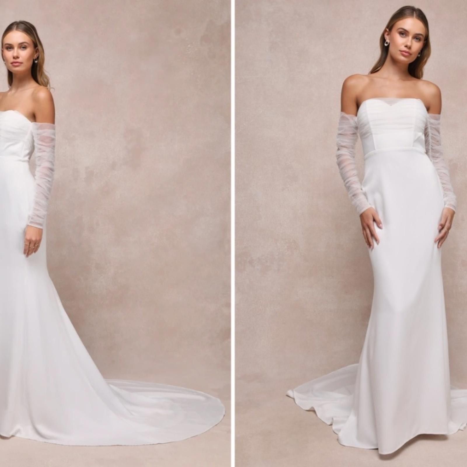 Lulus LULU's Elegant Sophisticated Sexy Mesh Bridal Gown Size L / US 10 / IT 46 - 3 Thumbnail