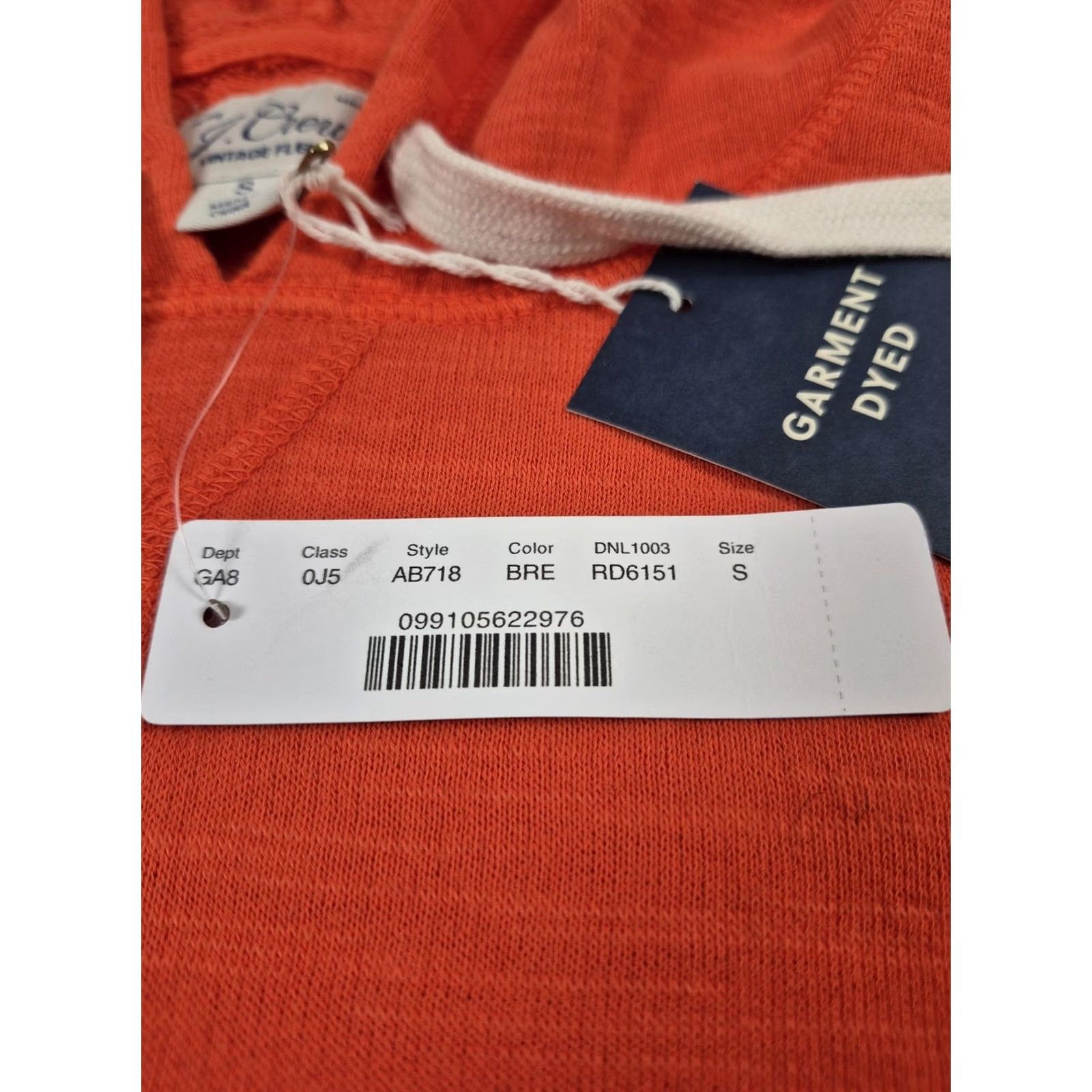 J.Crew VINTAGE J.Crew Hoodie Mens Small Orange Pullover Fleece Garment Dyed Pockets Knit Lightweight Overall AB718 Mens Size US S / EU 44-46 / 1 - 3 Thumbnail