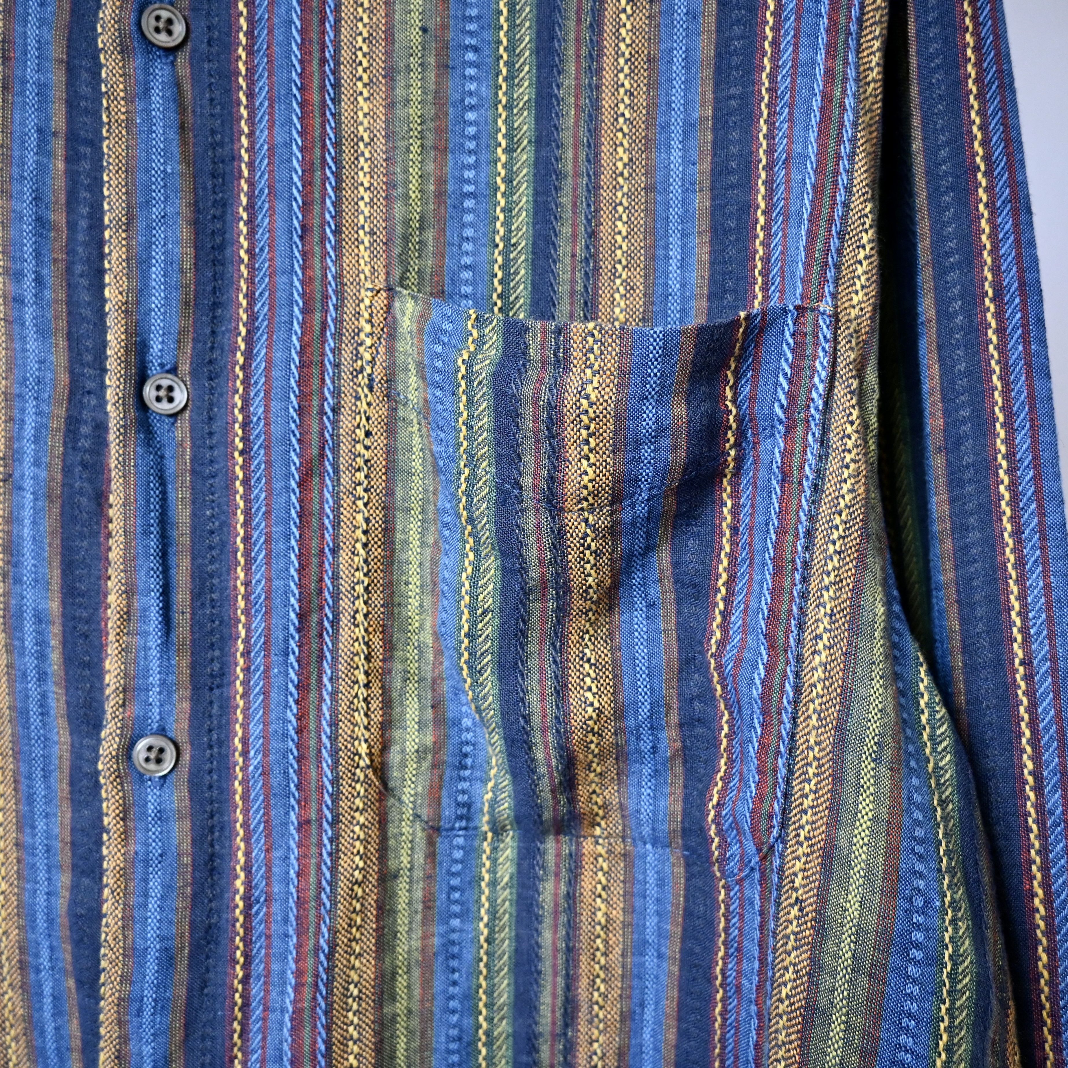 The Territory Ahead VTG 1990s TERRITORY RESERVE ethnic multistriped linen shirt Size US L / EU 52-54 / 3 - 2 Thumbnail
