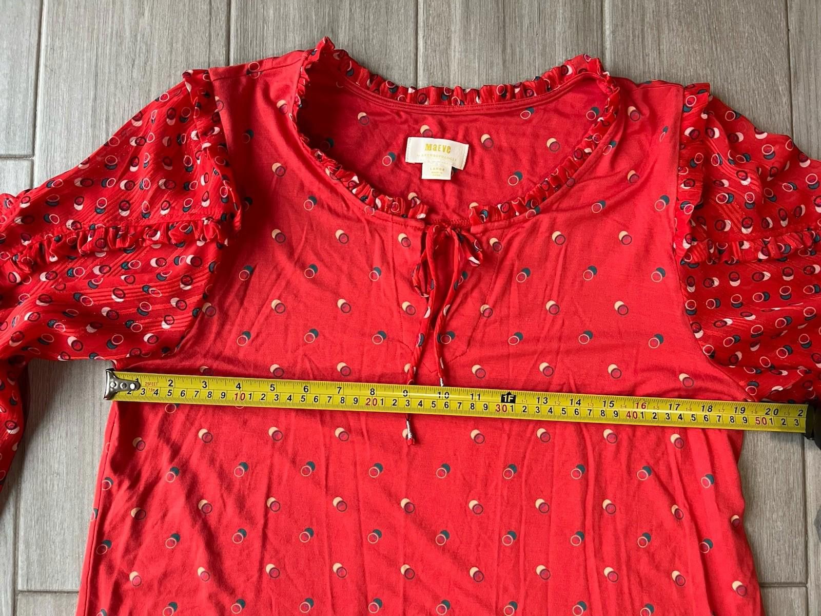 Marvel Comics ANTHROPOLOGIE MAEVE Red Jacquin Peasant Blouse Size Large Size M / US 6-8 / IT 42-44 - 3 Thumbnail