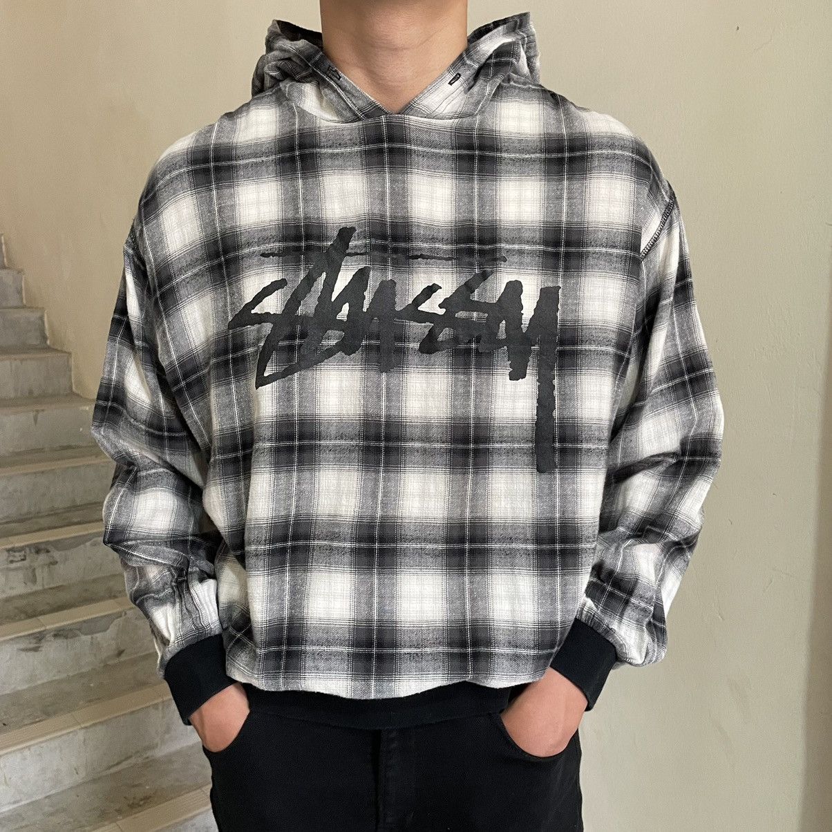 Stussy Vintage Stussy Big Logo Plaid Hoodie Size US M / EU 48-50 / 2 - 1 Thumbnail