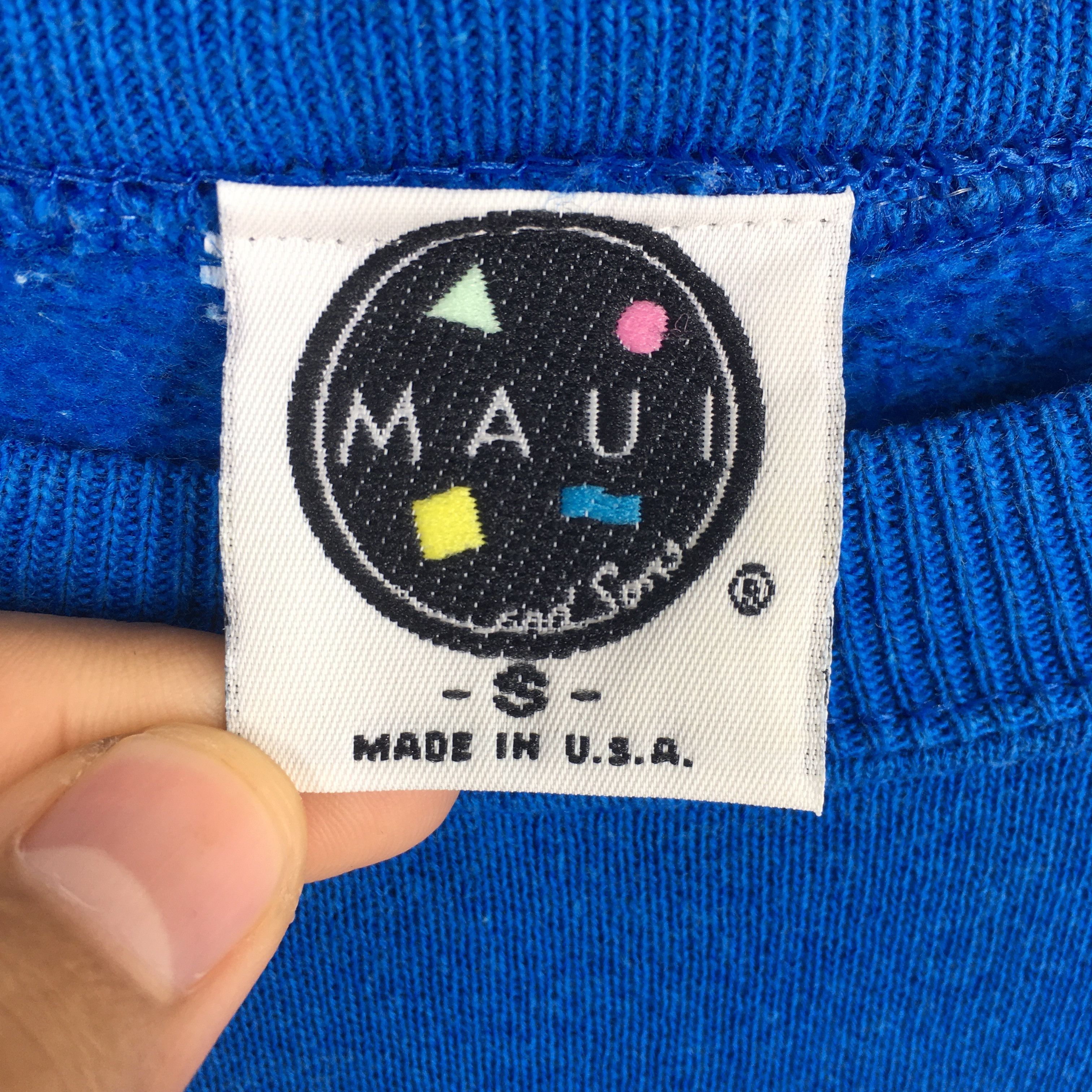 Maui and Sons × Vintage Vintage 90's Maui & Sons Blue Sweatshirt Small Size US S / EU 44-46 / 1 - 5 Thumbnail