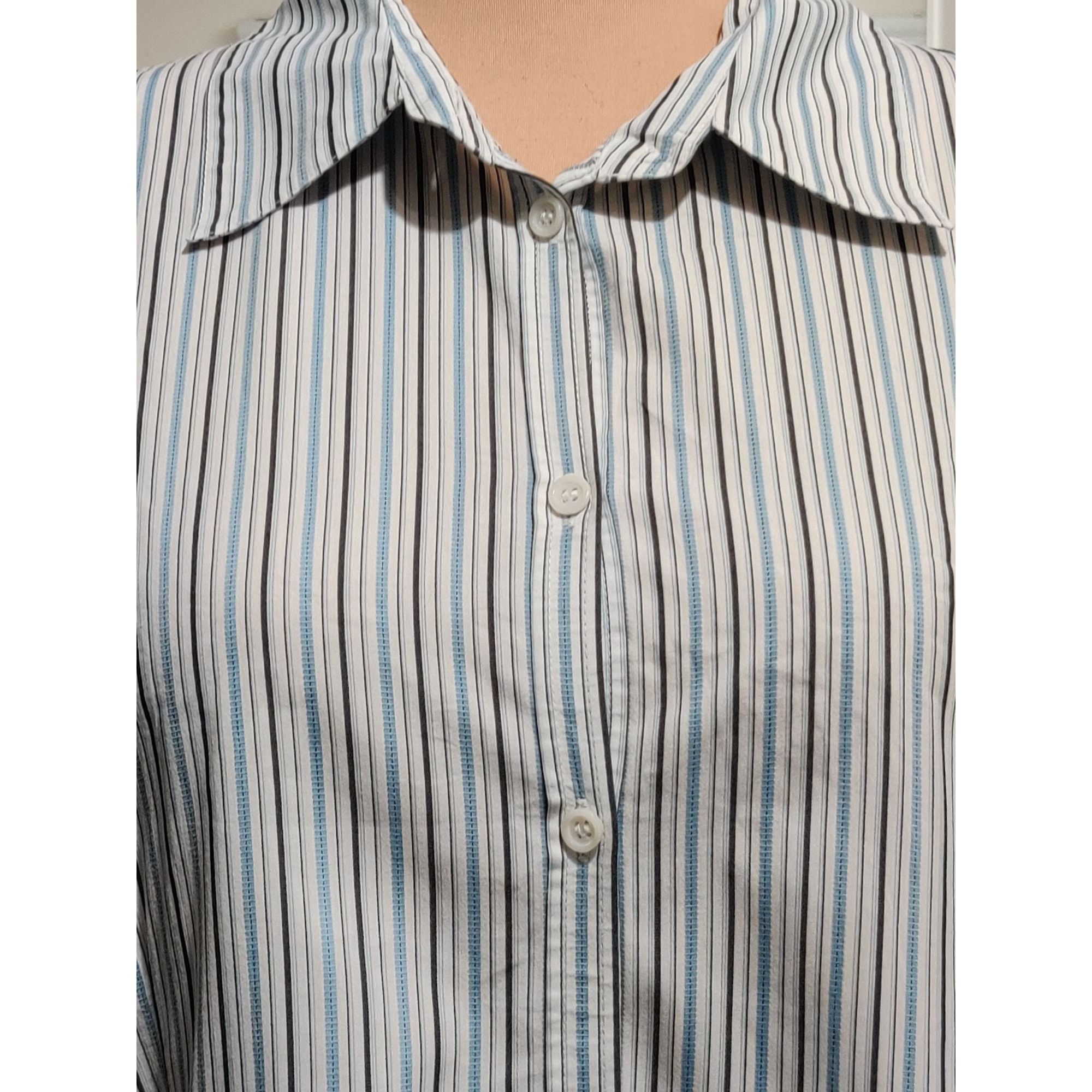 Other East 5th Plus Size 18 Striped Button Up Shirt Blue White Off Size XXL / US 16-18 / IT 52-54 - 12 Thumbnail