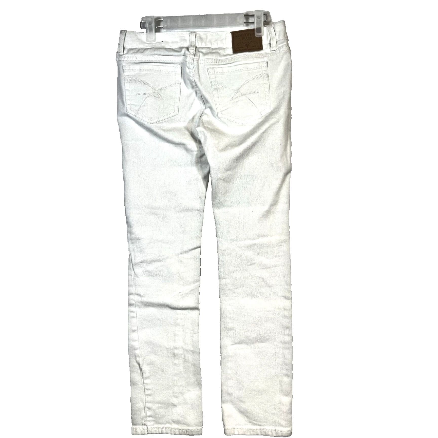 Vintage Amethyst Women's Size 5 White Denim Stretch Low Rise Skinny Jeans 5-Pocket Design Jeans Size 27" / US 4 / IT 40 - 7 Thumbnail