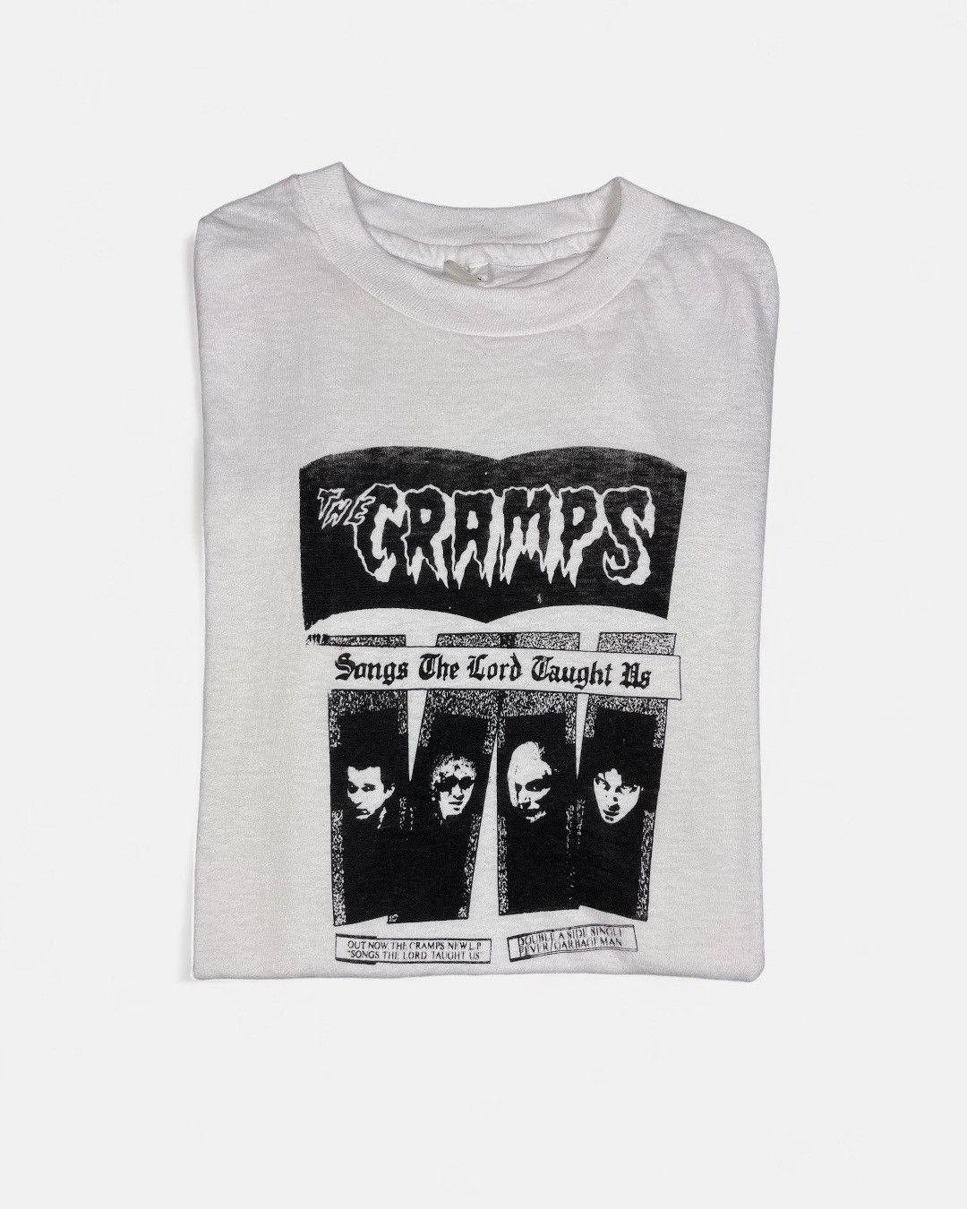 image of Band Tees x Rock T Shirt The Cramps - 80’S Songs The Lord Taught Us T-Shirt in White (Size Medium)