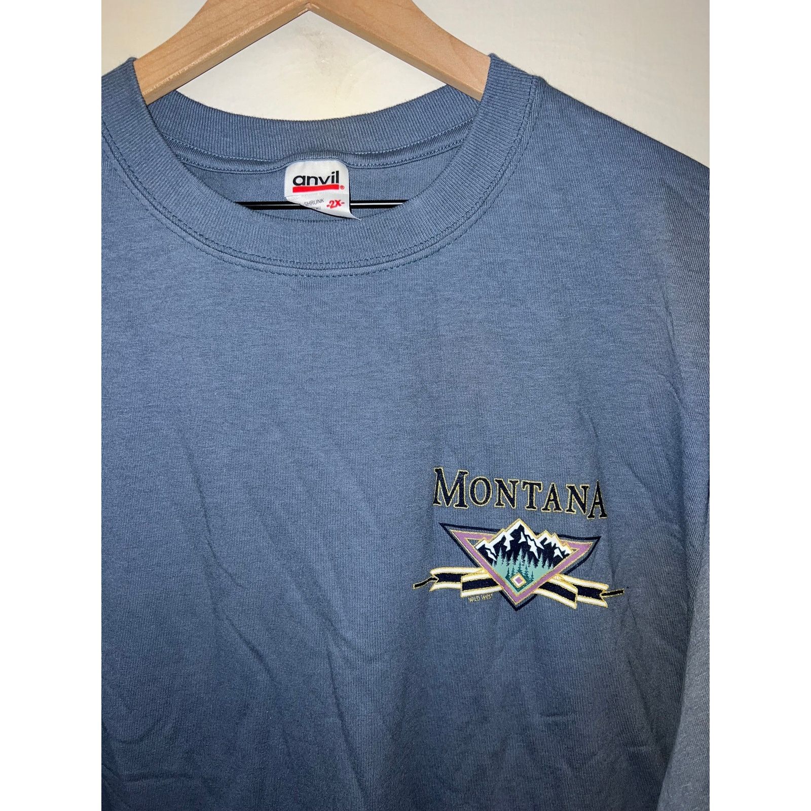 Anvil 90s Vintage MT Montana Mountain Blue Shirt VTG 1990s 2XL XXL Size US XXL / EU 58 / 5 - 2 Thumbnail