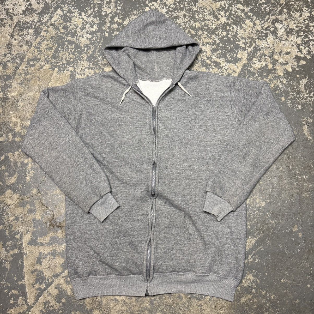 Vintage Vintage Grey Waffle Insulated Thermal Zip Hoodie Sweatshirt Size US M / EU 48-50 / 2 - 1 Thumbnail