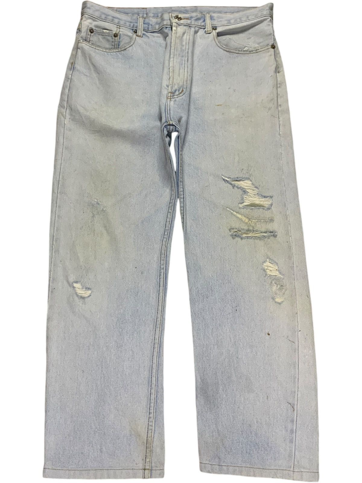 Levi's × Levi's Vintage Clothing SALES🔥Vintage 90s Levis Light Wash Distressed Loose Jeans Size US 34 / EU 50 - 1 Thumbnail