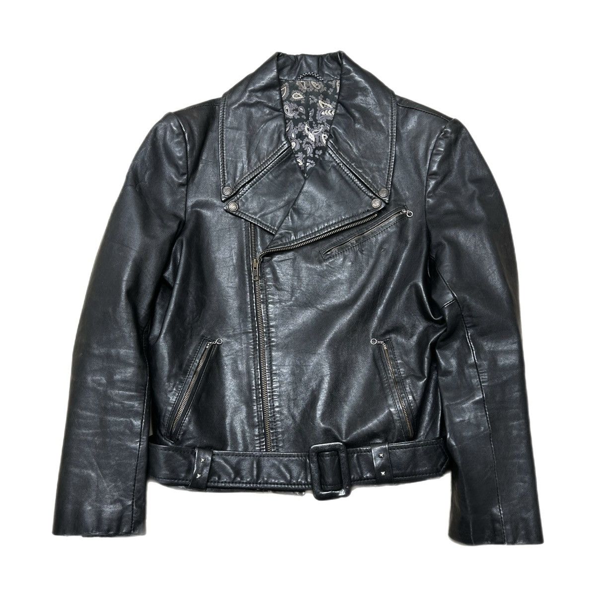 Vintage Vintage 1970s Moto Biker Leather Jacket Size US S / EU 44-46 / 1 - 1 Thumbnail