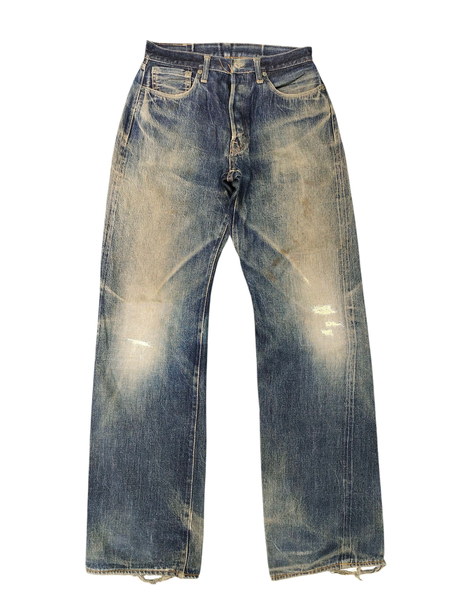 Denime Vintage 90s Denime Selvedge Rusty Clawmark Distress Jeans Size US 30 / EU 46 - 1 Thumbnail