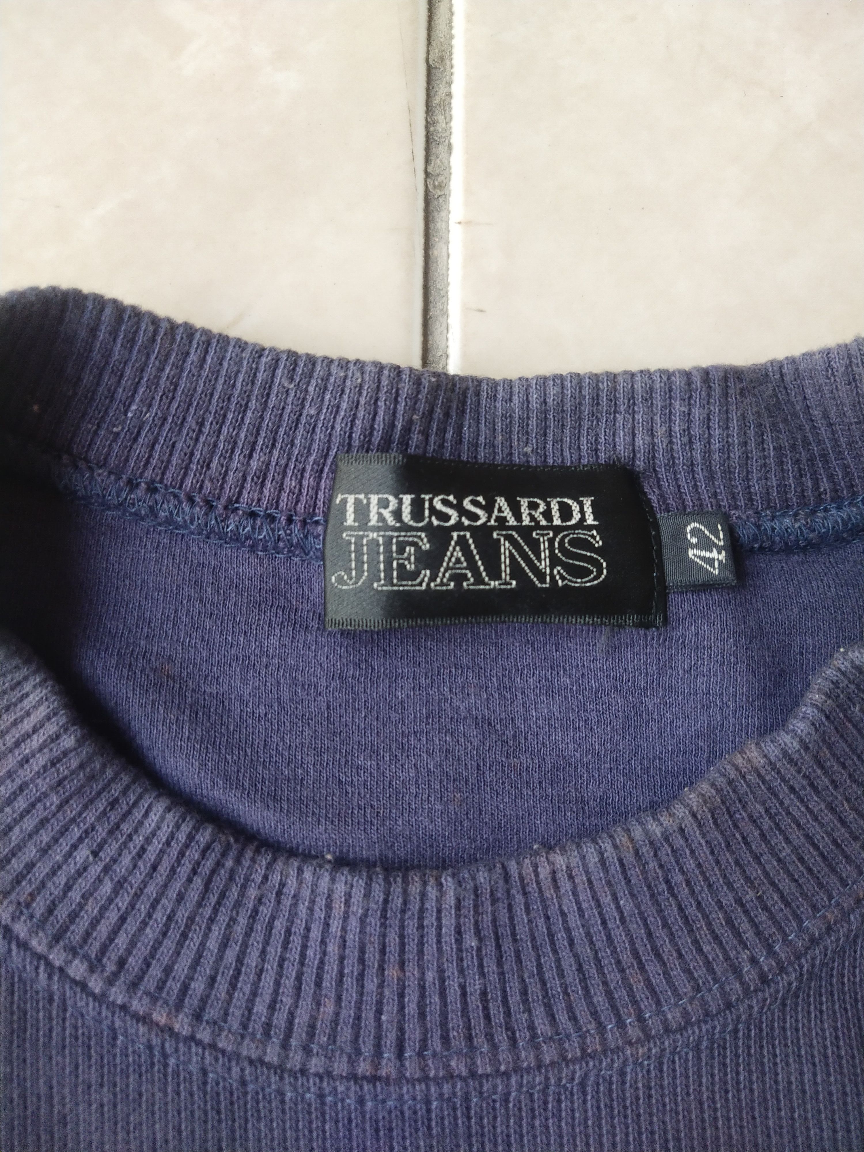 Trussardi 90s Trussardi Jeans Big Spellout Embroidered Logo Sweatshirt Size US L / EU 52-54 / 3 - 8 Thumbnail