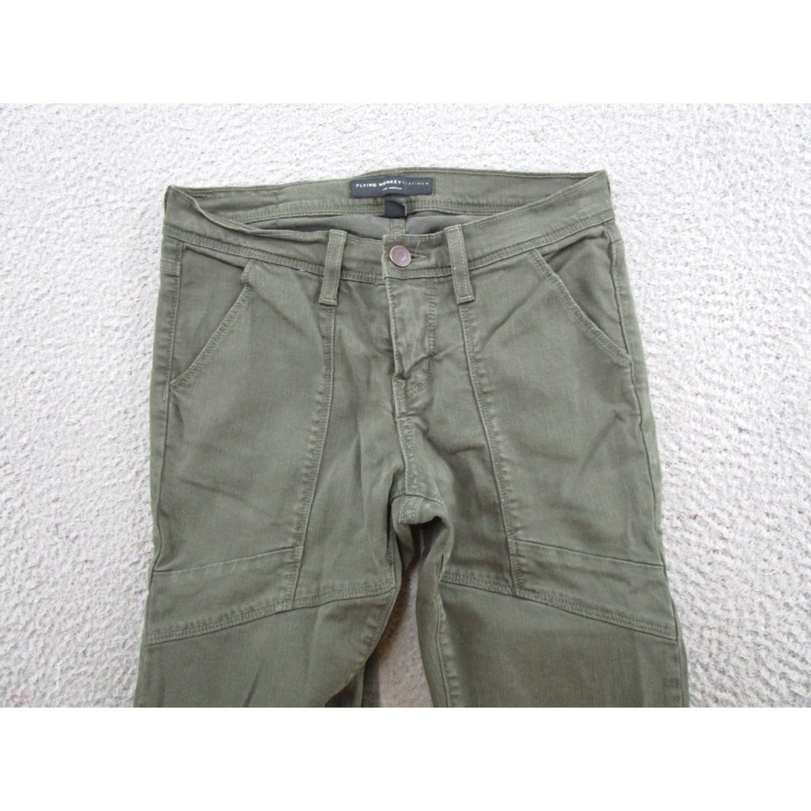 Vintage Flying Monkey Platinum Green Stretch Denim Skinny Jeans Raw Hem Ankle Size 27 Women Slim 5-Pocket Design Cotton Blend Denim Jeans Green 27in Womens Size 27" / US 4 / IT 40 - 3 Thumbnail