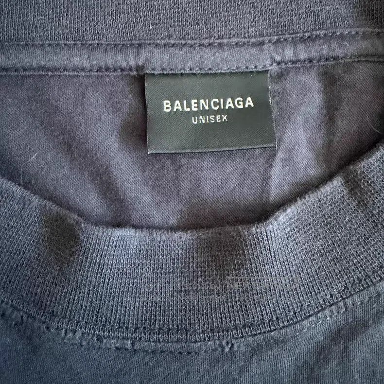 Balenciaga Balenciaga Dark Blue Letter Pattern Printed Round Neck Sho Size US M / EU 48-50 / 2 - 3 Thumbnail