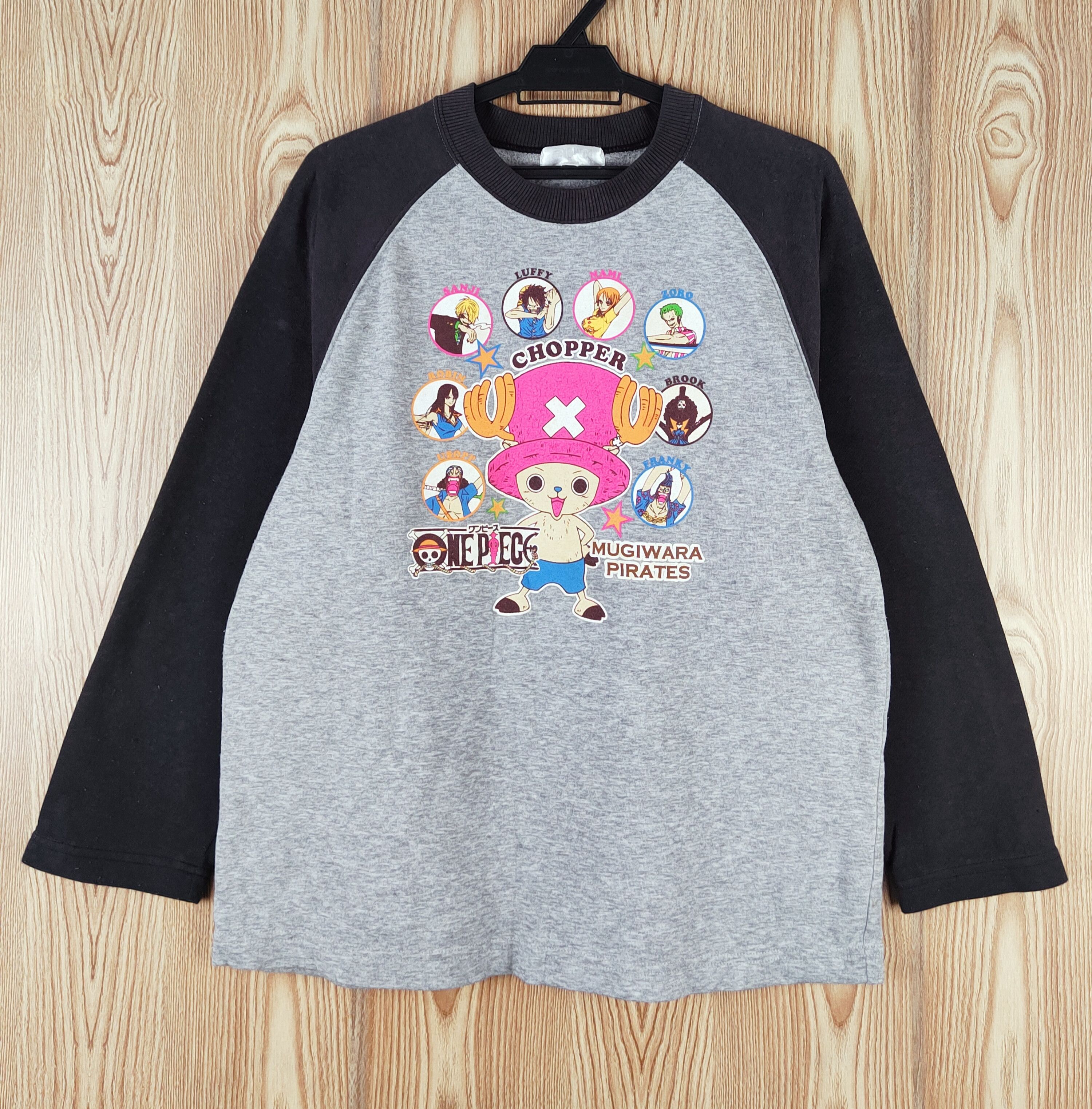 Anime × One Piece × Vintage One Piece Gray Black Long Sleeve T-shirts #W054 Size US M / EU 48-50 / 2 - 1 Thumbnail