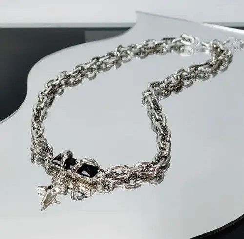 Japanese Brand × Vintage Unisex pendant necklace goth black gem vampire chain hip hop Size ONE SIZE - 3 Thumbnail
