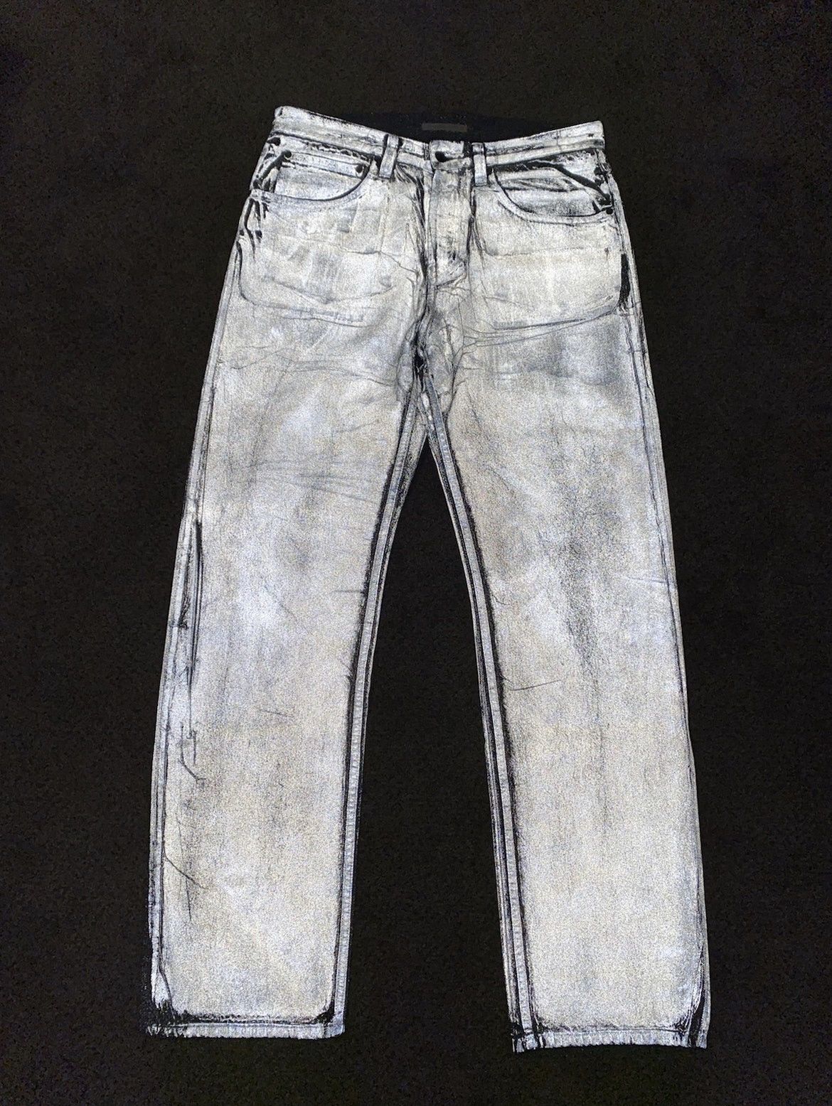 image of Helmut Lang Reflective Denim in Grey, Men's (Size 32)