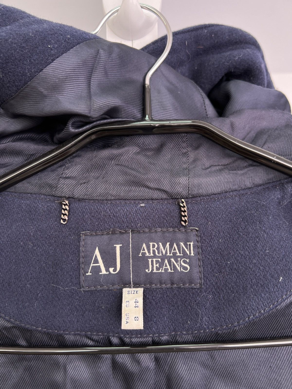Emporio Armani × Giorgio Armani × Vintage Vintage Armani Jeans Wool Hooded Women’s Coat Size M / US 6-8 / IT 42-44 - 12 Thumbnail