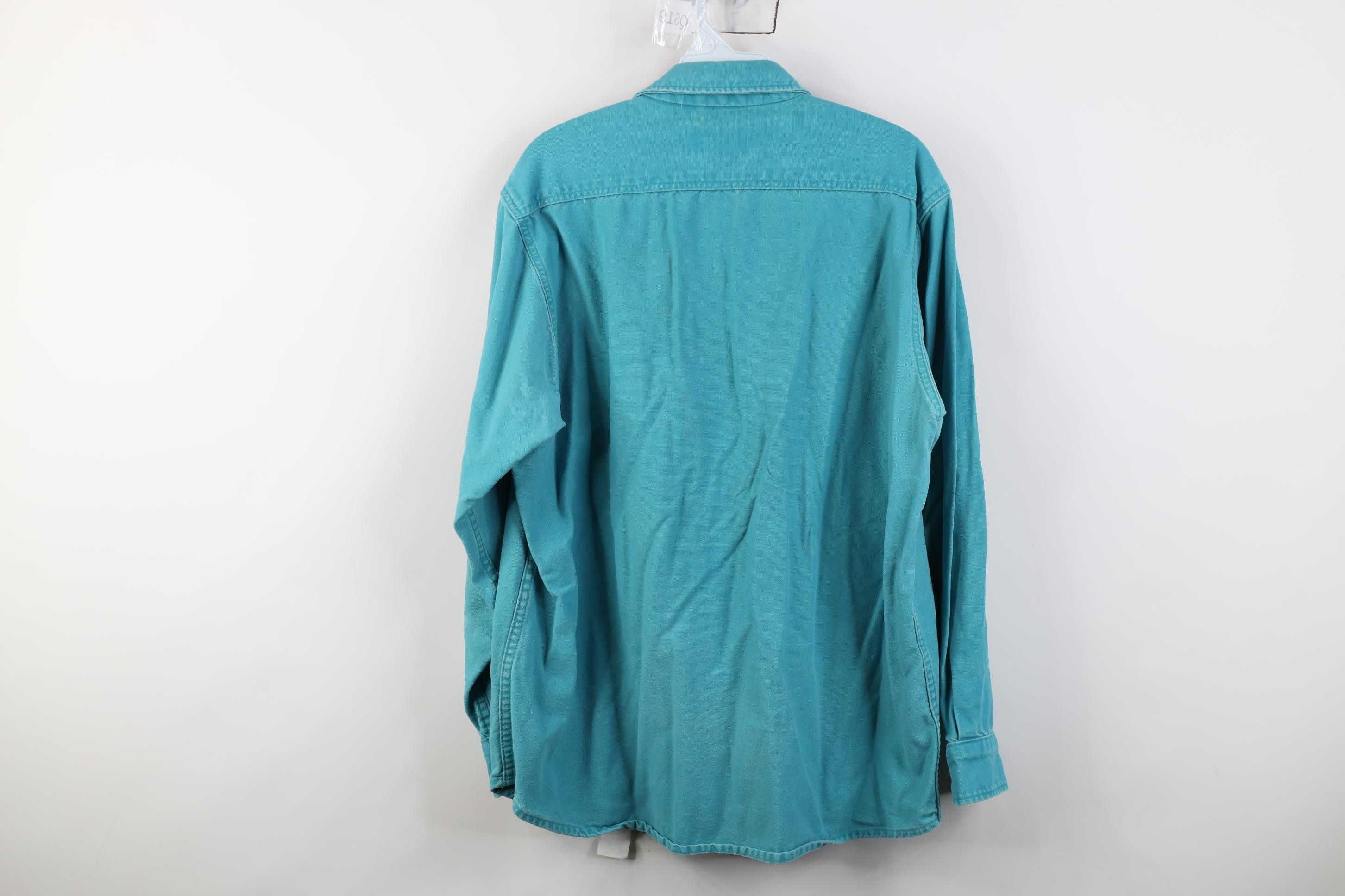 Cabelas Vintage 90s Cabelas Chamois Cloth Collared Button Shirt Teal Size US L / EU 52-54 / 3 - 16 Thumbnail
