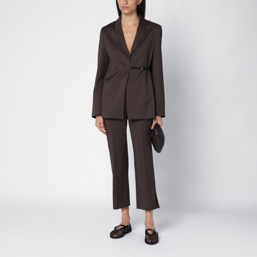 Loulou de Saison o1d2blof0824 Wool Single-Breasted Jacket in Brown Size M / US 6-8 / IT 42-44 - 2 Thumbnail