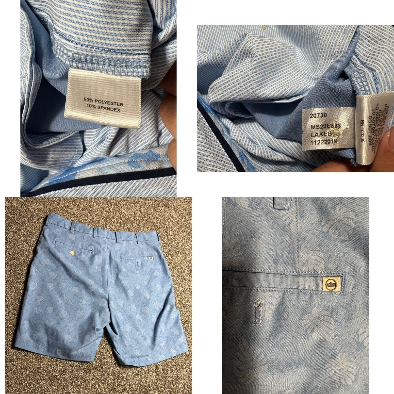 Peter Millar Peter Millar Salem Shorts Men 32 Blue Floral Palm Print Chino Lightweight Pockets Regular Belt Loops Inseam 9 in MS20EB83 Size US 32 / EU 48 - 8 Thumbnail
