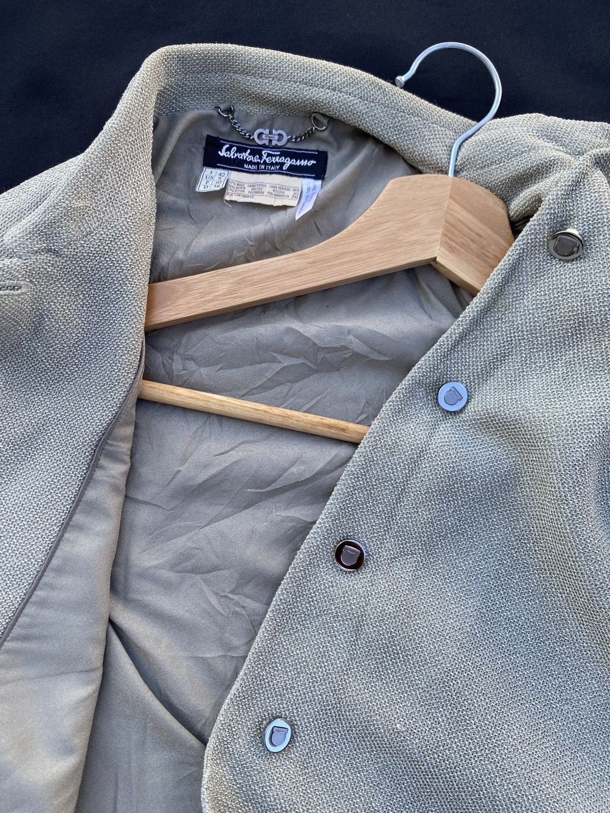 Salvatore Ferragamo Vintage 90s Salvatore Ferragamo Classic Collar Wool Coat Size 34R - 9 Thumbnail