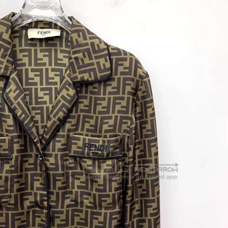 Fendi Fendi 23 Model Dark Brown Double F Monogram Printed Silk-C Size XS / US 0-2 / IT 36-38 - 3 Thumbnail