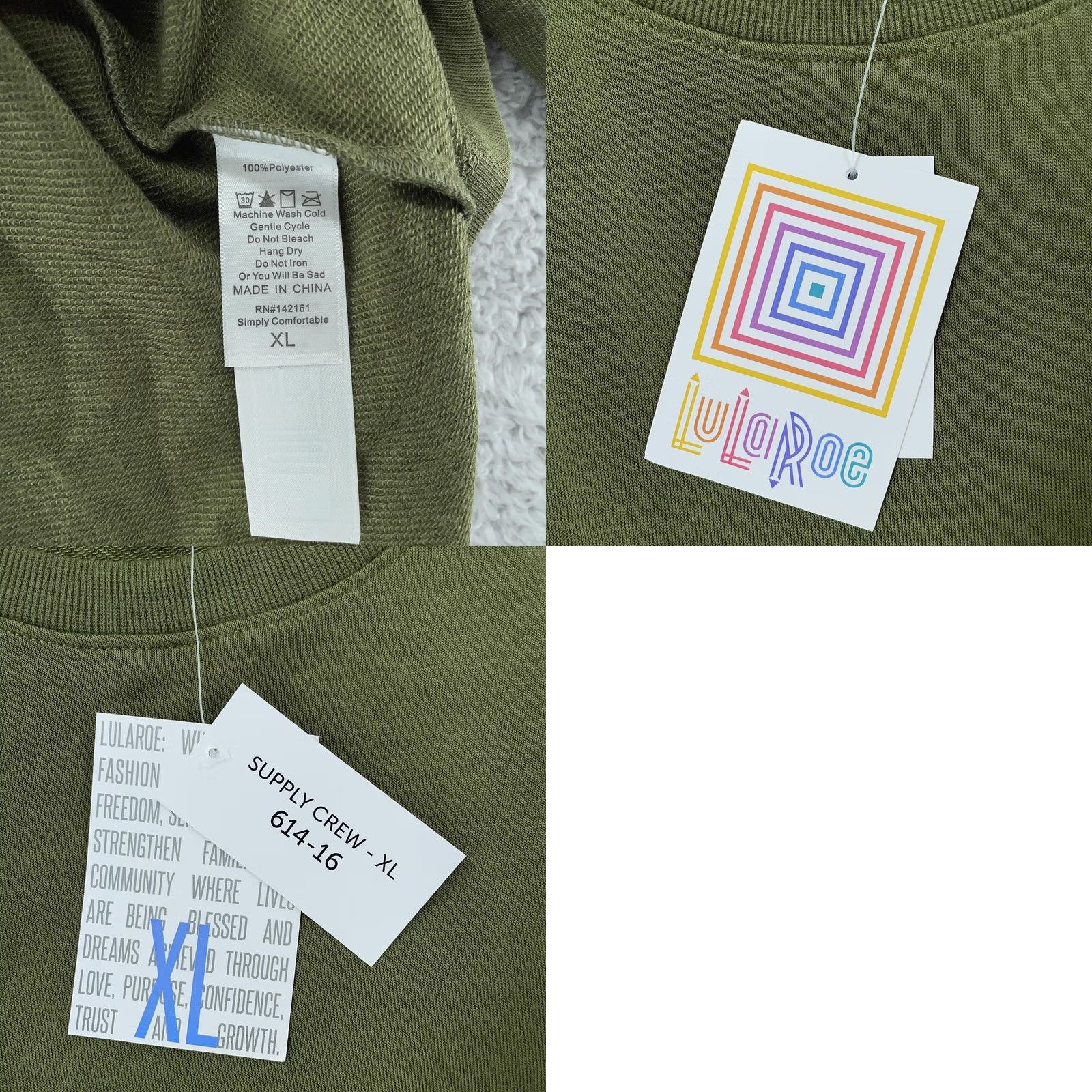 Vintage LuLaRoe Sweatshirt Womens XL Green Supply Crew Long Sleeve High Low Pullover Size XL / US 12-14 / IT 48-50 - 8 Thumbnail