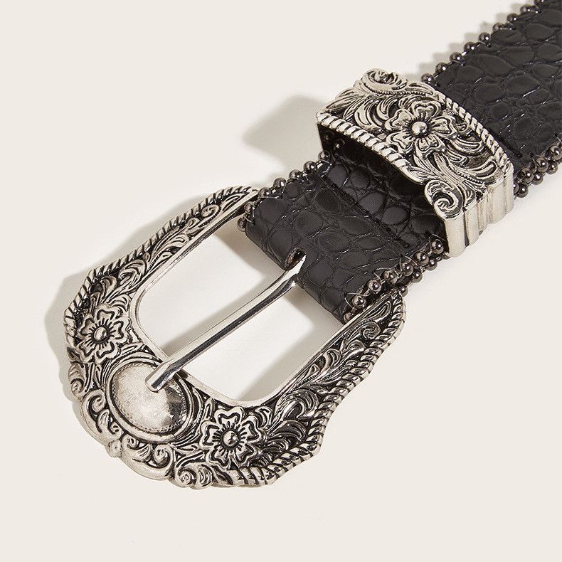 Other Flower Pu Leather Alloy Men's Leather Belt Size ONE SIZE - 4 Thumbnail