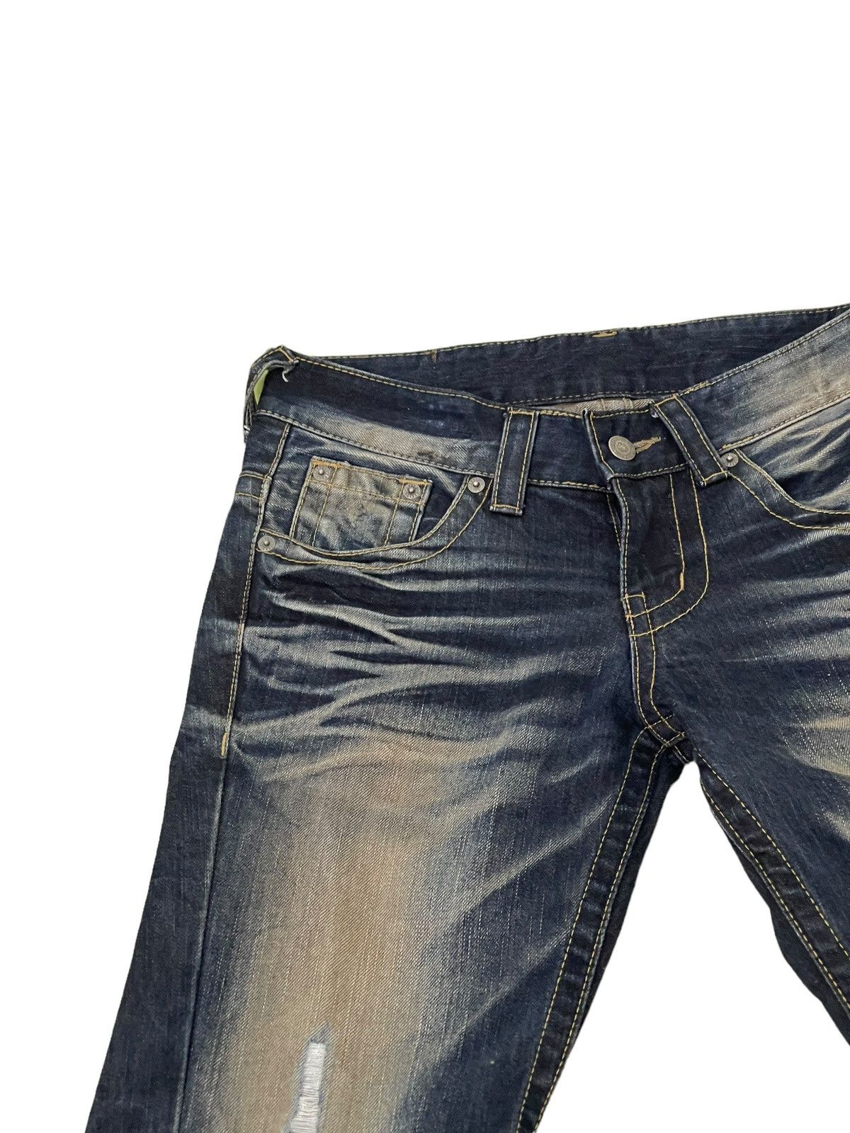 Japanese Brand Flare Jeans Tornado Mart Faded Distress Boot Cut 8🟦8 Size US 29 - 8 Thumbnail