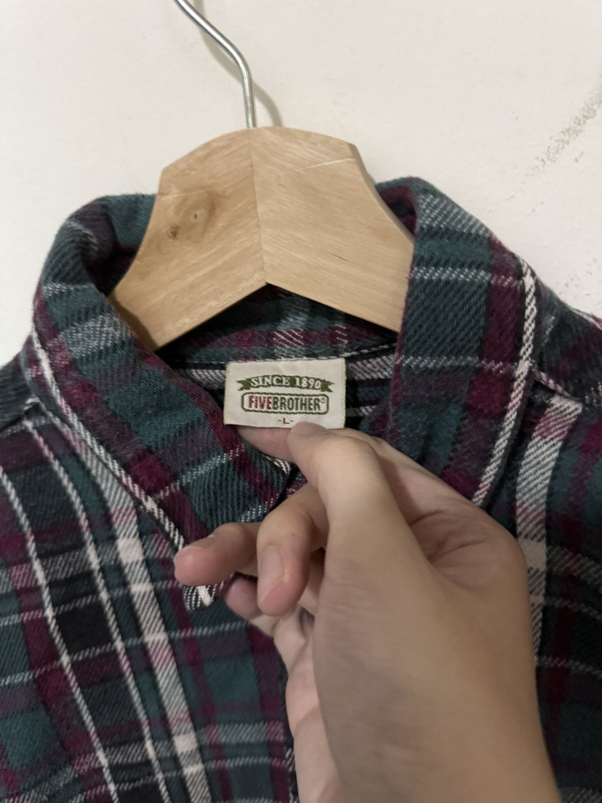 FiveBrother × Vintage Vintage 90s Five Brother Flannel Shirt 3061-WD2 Size US L / EU 52-54 / 3 - 3 Thumbnail