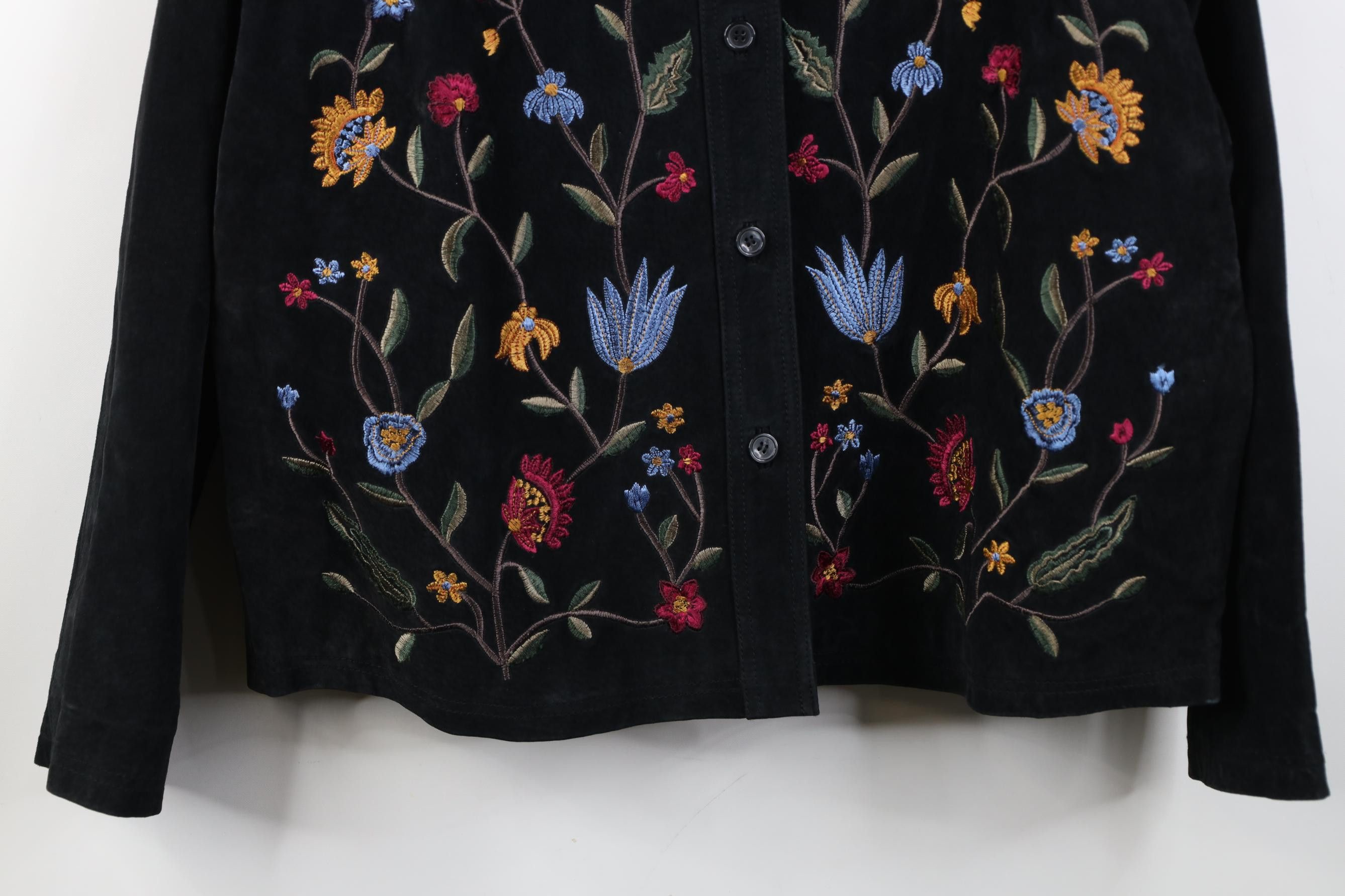 Vintage Vintage 90s Y2K Streetwear Flower Suede Leather Jacket Size L / US 10 / IT 46 - 3 Thumbnail