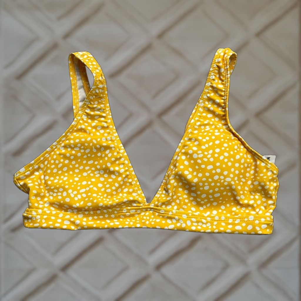 Shein Shein Bikini Top Womens M Yellow Polka Dots V-Neck Padded Beach Size M / US 6-8 / IT 42-44 - 1 Thumbnail