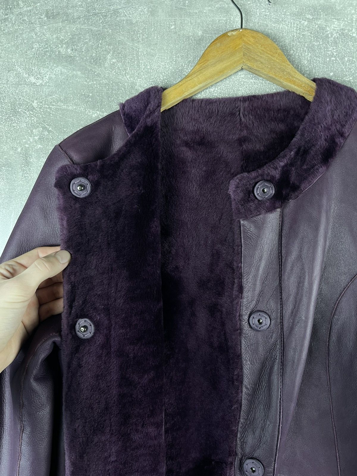 Drome DROMe Italian Shearling & Lambskin Leather Coat Aubergine Size M / US 6-8 / IT 42-44 - 9 Thumbnail
