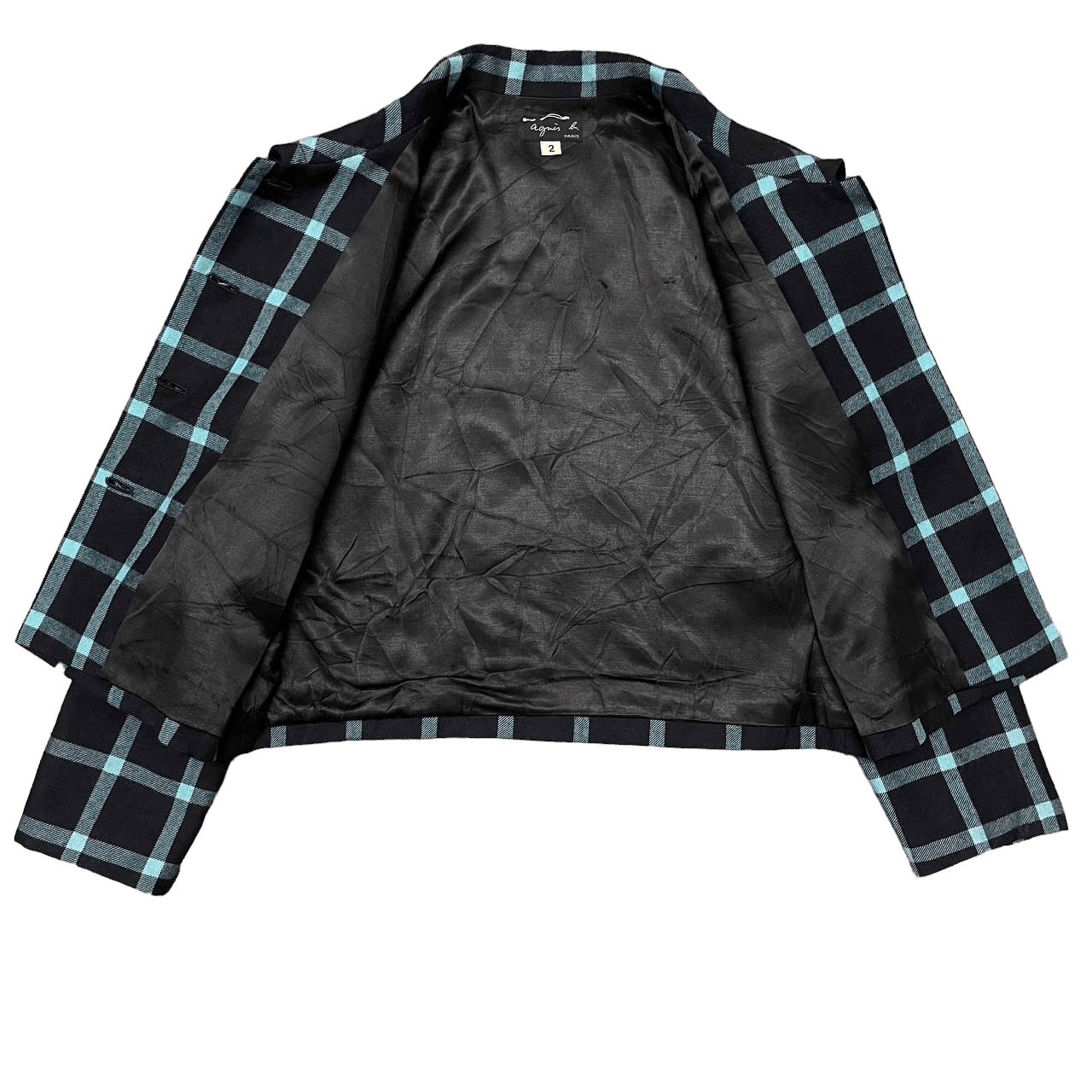 agnes b. Vintage Agnes B. Wool Plaid Cropped Coat Jacket Size M / US 6-8 / IT 42-44 - 5 Thumbnail