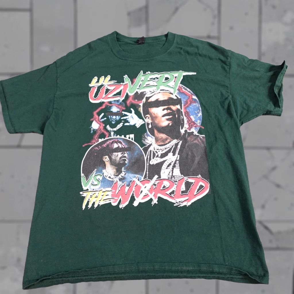 Vintage Uzi T-shirt XL Green Cotton Mens Short Sleeve Crew Neck Graphic Print Shirt Size US XL / EU 56 / 4 - 1 Thumbnail