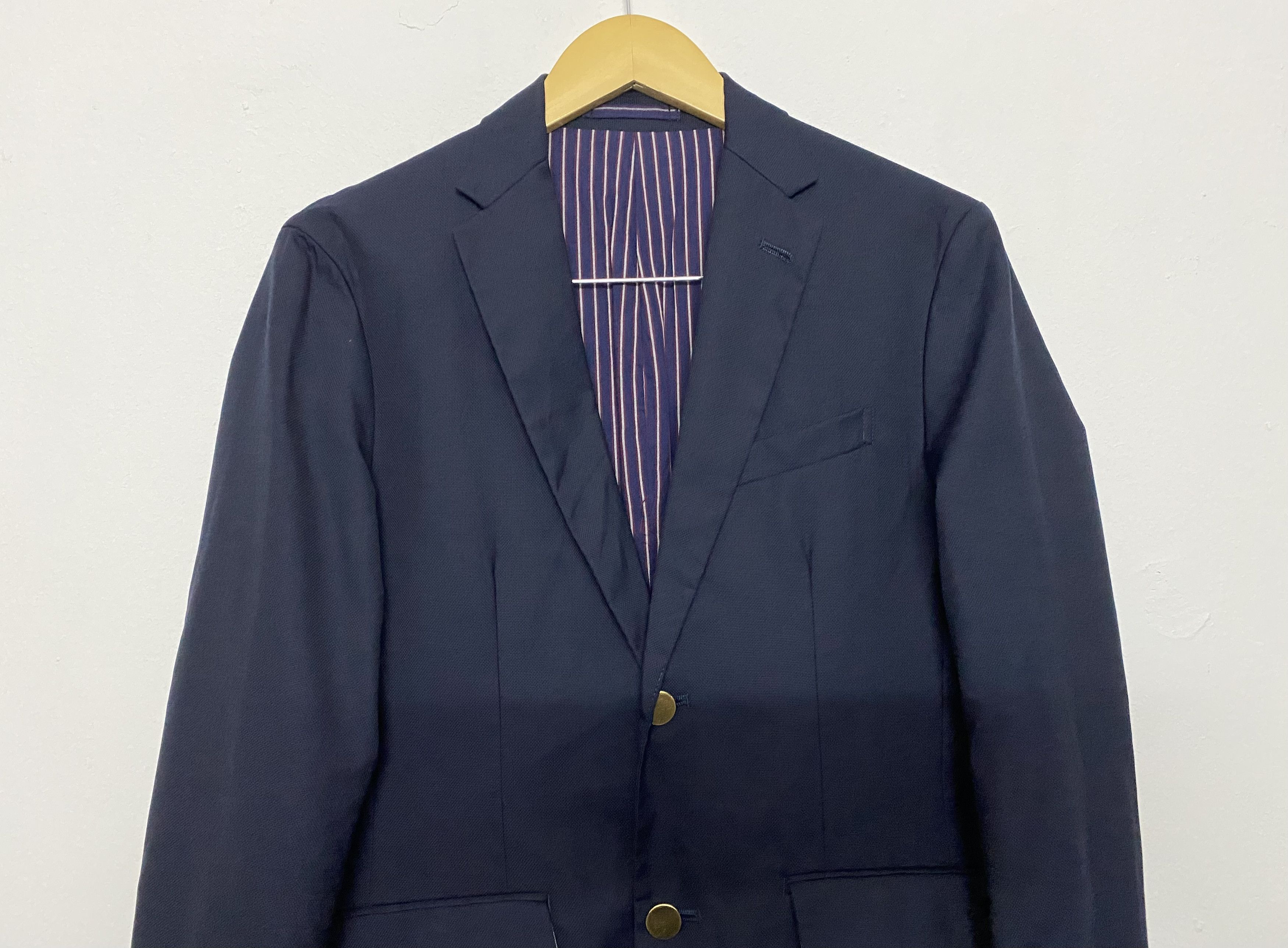 Edifice Japan 417 FOR ONE SEVEN by ÉDIFICE Navy Gold Button Coat Blazer Size US S / EU 44-46 / 1 - 3 Thumbnail