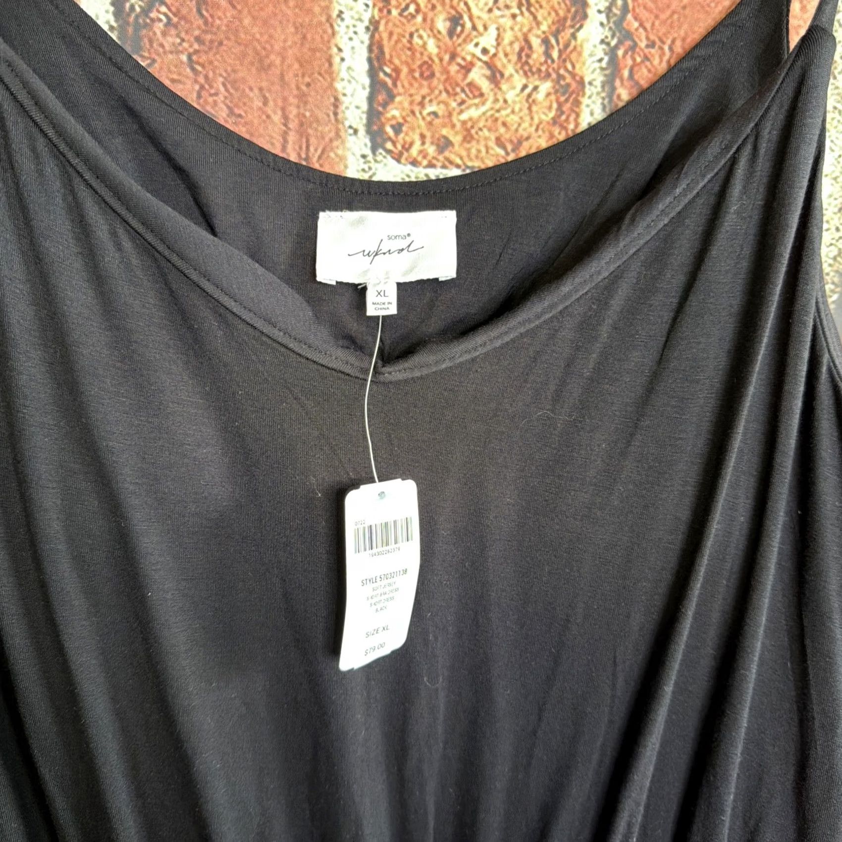 Vintage Soma Women's Short Black Jersey Dress XL, Sheath, Casual, NWT, Dress, Jersey, Black, Short, Paisley Pattern, Summer, Spring, XL, Women, Brand: Soma Size XL / US 12-14 / IT 48-50 - 2 Thumbnail