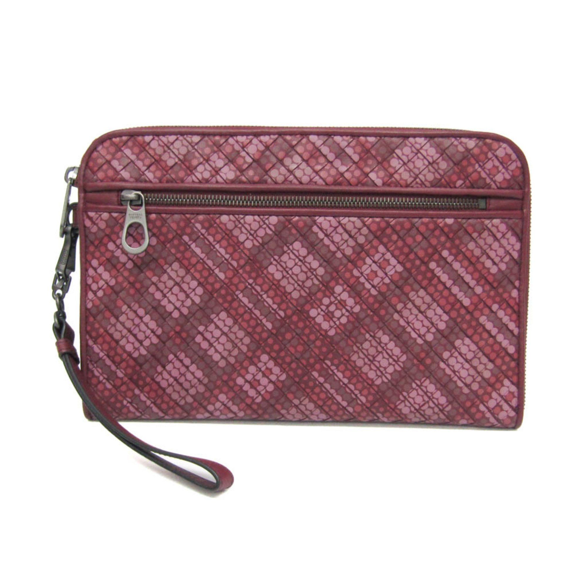 Bottega Veneta Intrecciato Burgundy Leather Clutch Bag (Pre-Owned) Size ONE SIZE - 1 Thumbnail