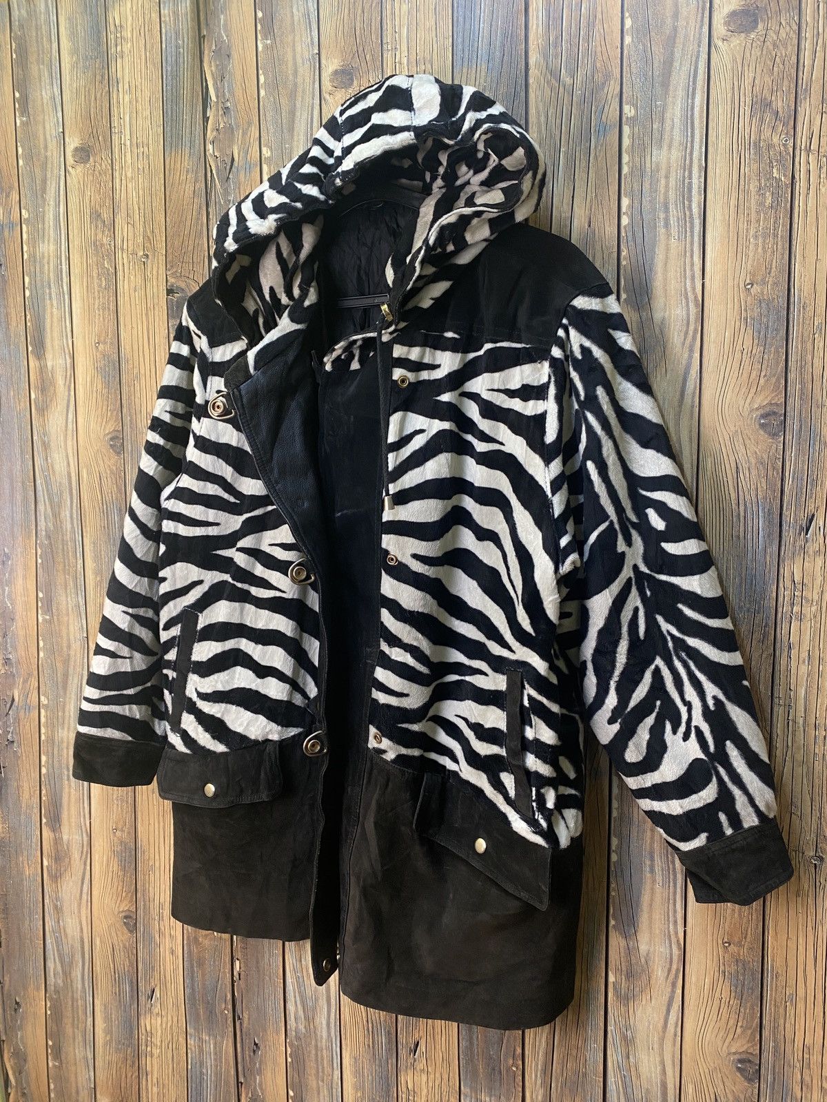 Genuine Leather Zebra stripe half leather jacket Size US L / EU 52-54 / 3 - 5 Thumbnail