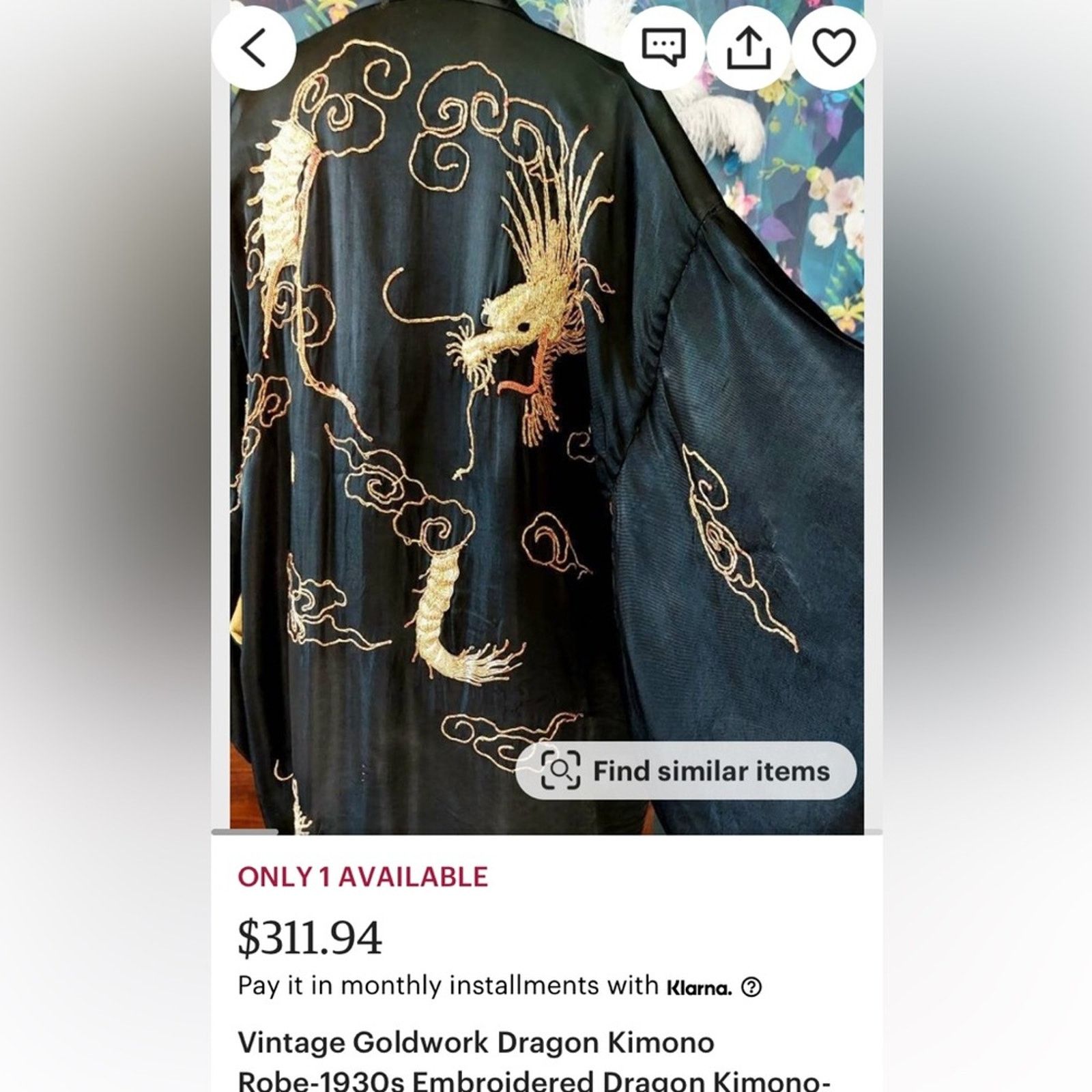 Vintage Dragon embroidery black kimono ,Vintage,Japan and Korea Size ONE SIZE - 12 Thumbnail