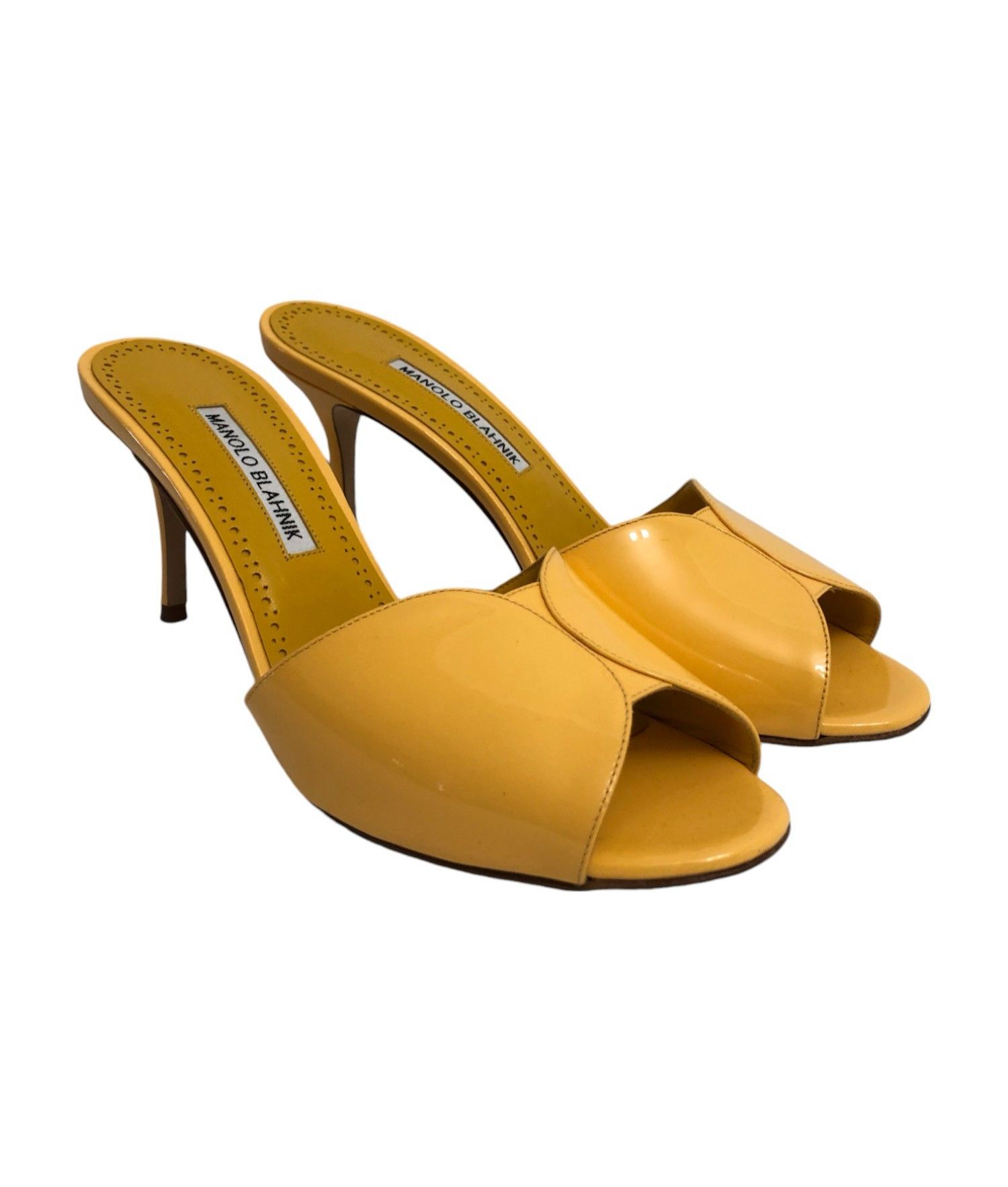 Manolo Blahnik Manolo Blahnik Houramu Patent Leather Mules Size 39 Yellow Size US 8 / IT 38 - 8 Thumbnail