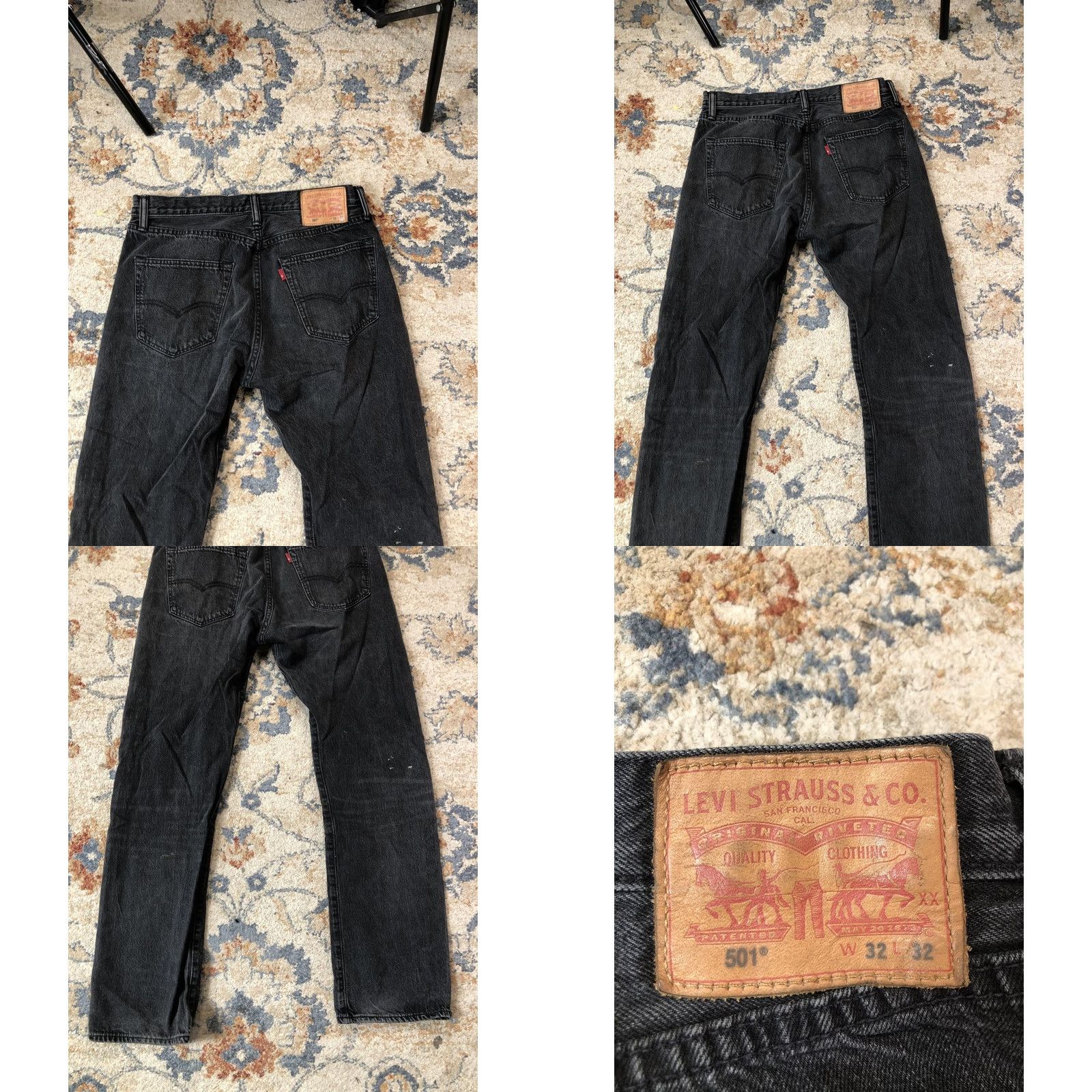 Levi's Levi's 501 Jeans Mens 32x31 Black Charcoal Wash Straight Leg Button Fly Denim Size US 32 / EU 48 - 8 Thumbnail