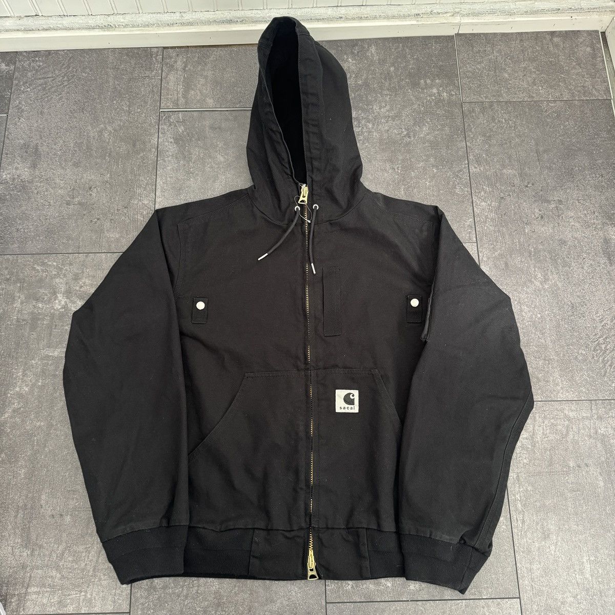 Carhartt × Sacai Carhartt x Sacai Duck Hooded Black Jacket Japan Size 3 Size US L / EU 52-54 / 3 - 1 Thumbnail