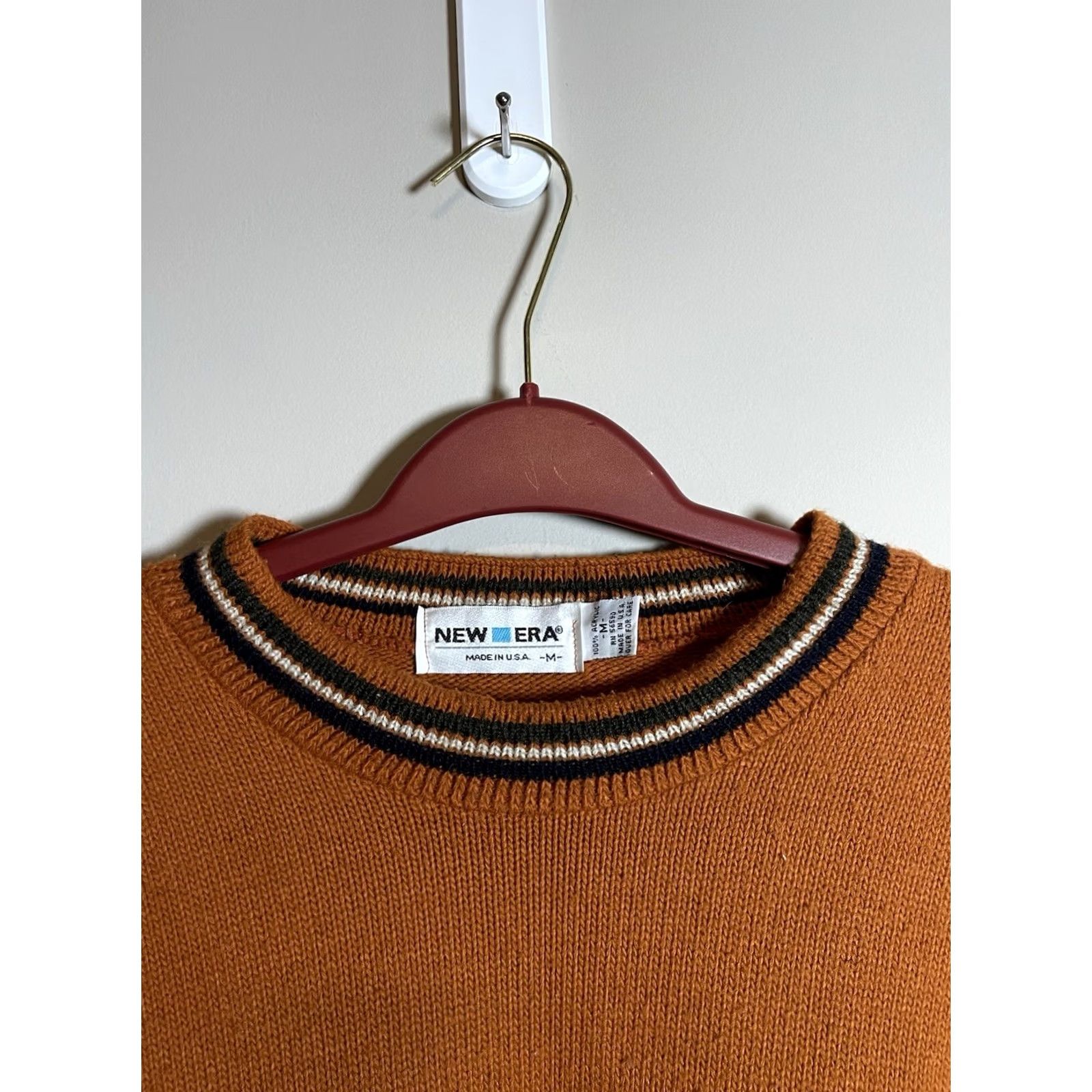 New Era VINTAGE New Era Sweater Mens Regular Size XL Orange Knit Pullover 80s Retro Grunge USA College Size US M / EU 48-50 / 2 - 2 Thumbnail